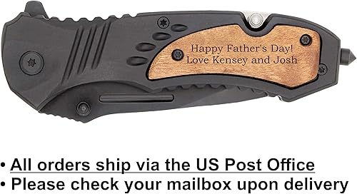 Miniatura 2 de Palmetto Wood Shop Regalos personalizados para hombres, cuchillo de bolsillo grabado personalizado, 30 iconos opcionales, transporte diario, regalo