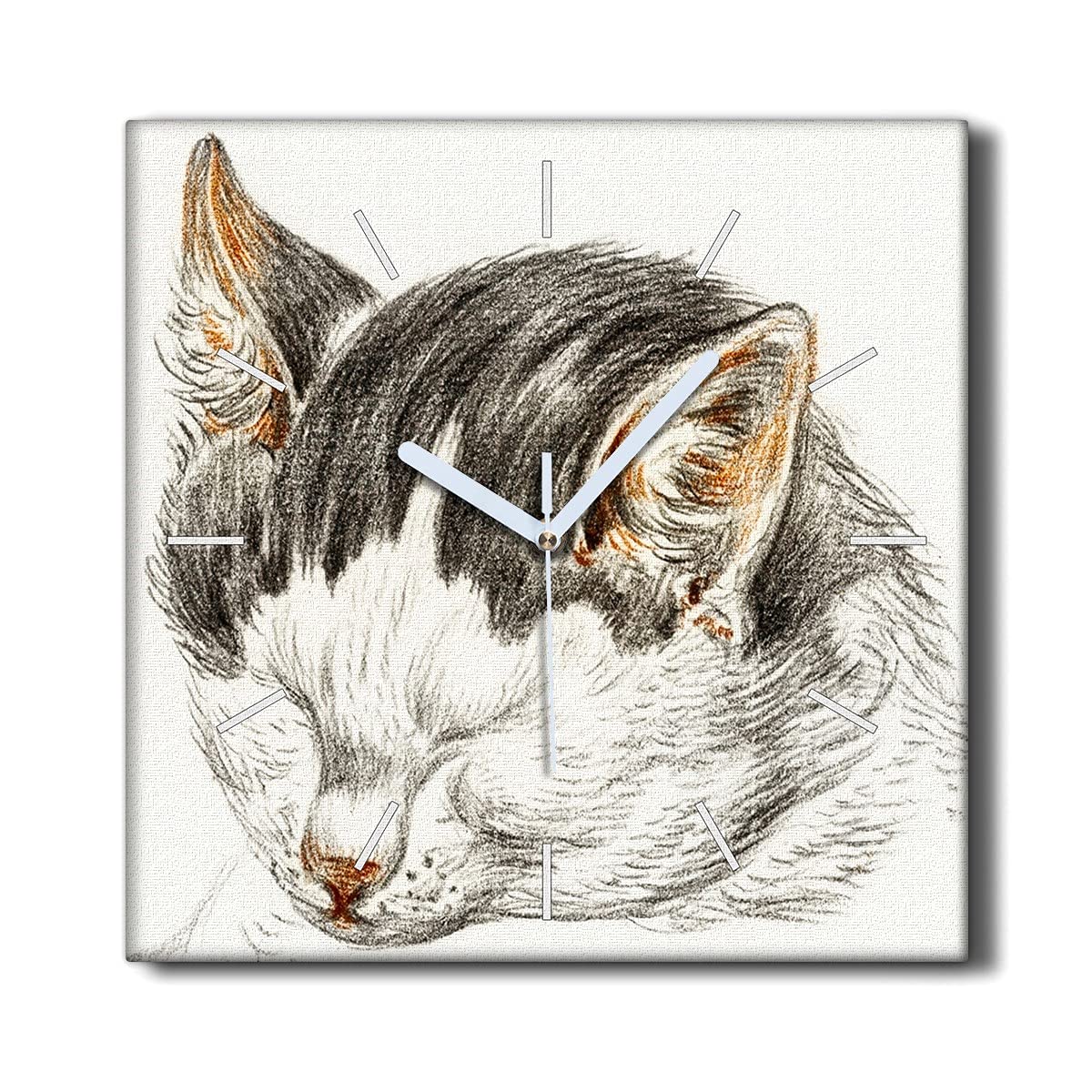 Horloge murale 30x30cm silencieuse sans tic-tac motif chat