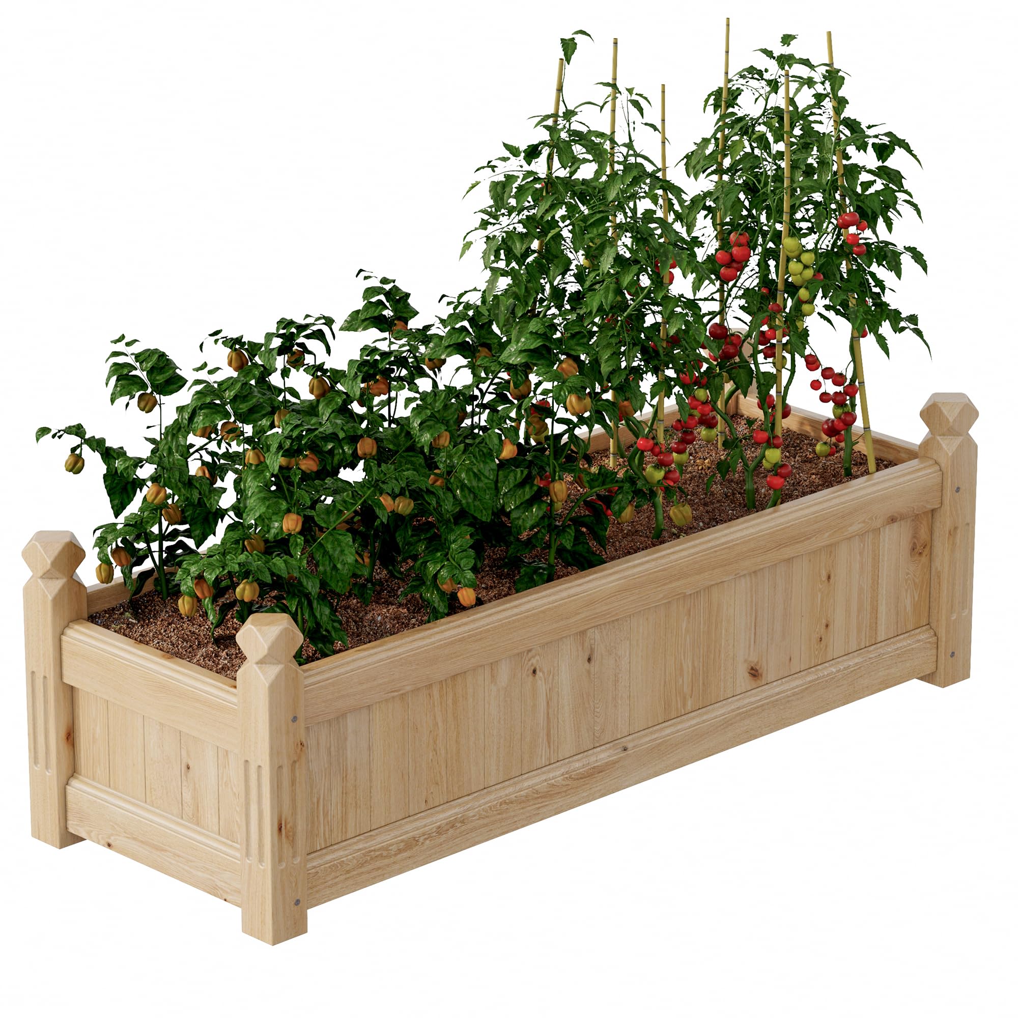 Aptliton Raised Garden Bed 43.3" Wooden Planter Box with Drainage Holes, Outdoor Elevated Garden Planter for Vegetables Flowers Herbs, Patio Backyard Balcony Gardening, Natural Wood