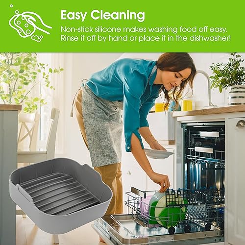 Miniatura 4 de 7Penn Forro de silicona reutilizable para freidora de aire de 6.5 cuartos - Forro cuadrado de silicona fácil de limpiar, guantes de silicona