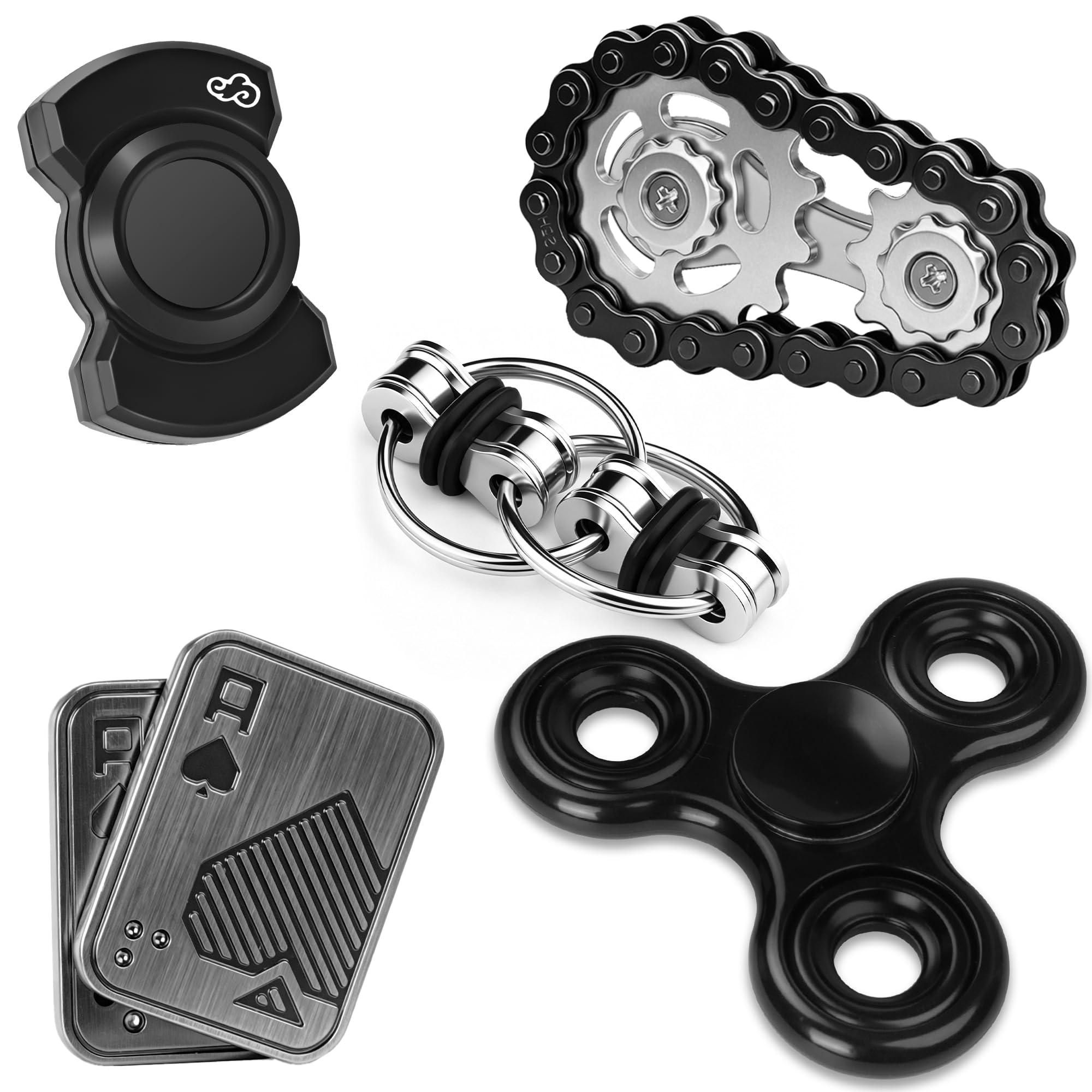 5 Pcs Fidget Toys Adults Metal Figette Spinner Magnet Slider for Teen Boys Quiet Office Desk Cool Gadgets Pain Stim Anxiety Stress Relief Items ADHD Autism Figets Magnetic Gifts for Teens EDC for Men