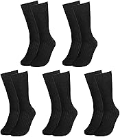 Falari Men's Black Ribbed Dress Socks 5-Pack - Cotton Crew Socks Size 10-13 for Comfortable All-Day Wear