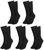 Men Dress Socks 5-Pack Plain Rib Black Dress Socks Cotton Crew Socks Size 10-13