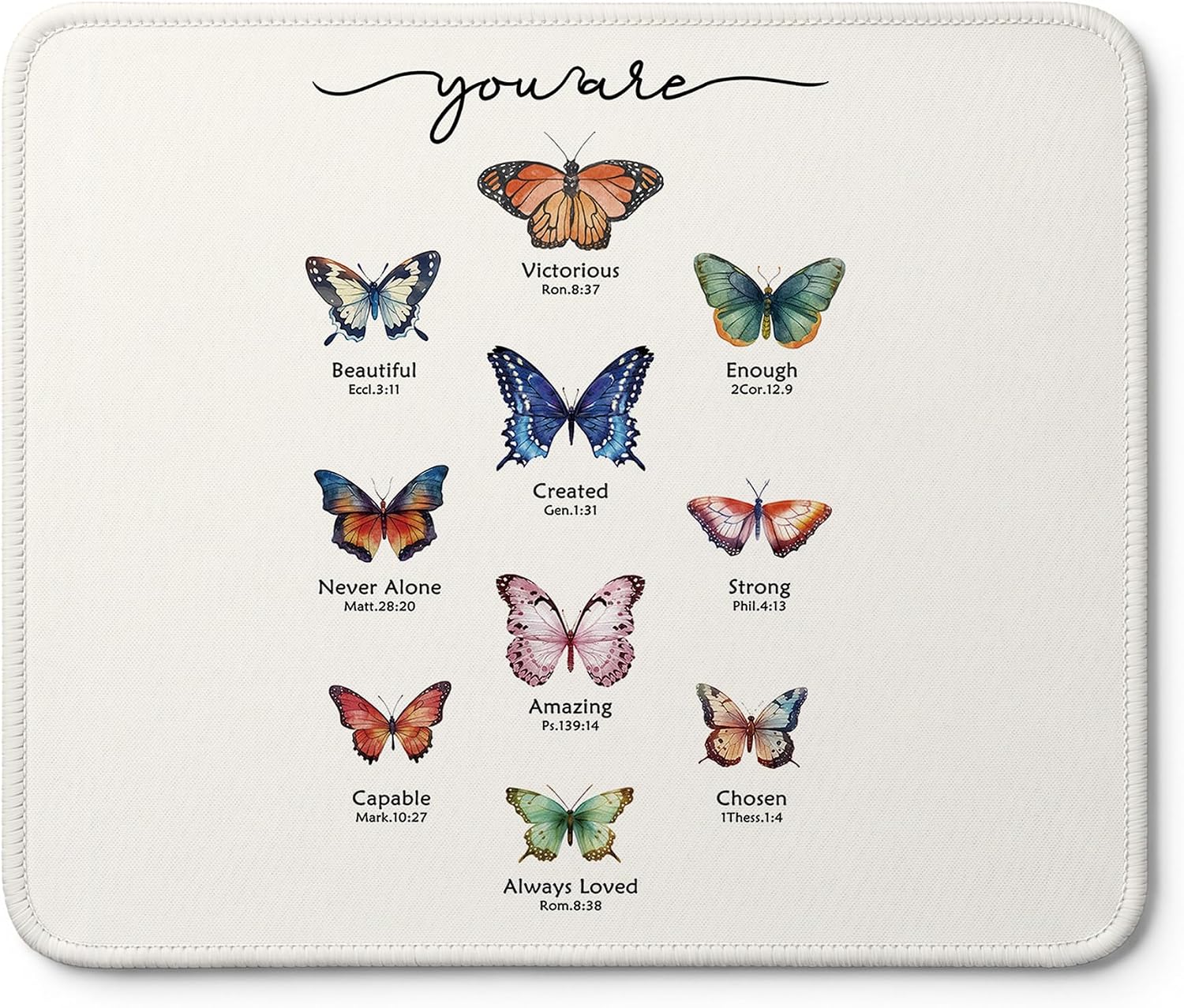 Christian Butterfly Mouse Pad, Butterfly Gifts for Women, You are Inspirational Bible Verse Mouse Pads for Wireless Mouses Computers Laptop Desk Mat, 9.5x8 Inch