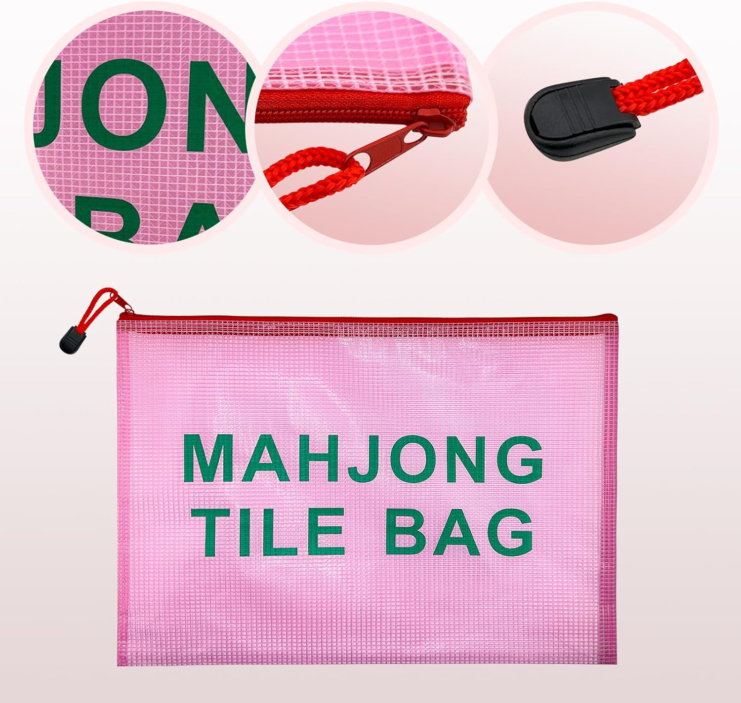 2Pack Mahjong Tile Bag, Case for American Mah jong Set, Mahjong Gifts Accessories, Card Holder Bouch, Pink (Case Only)