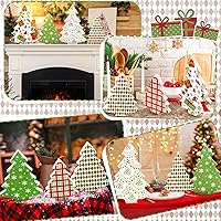 Vista 5 de Huwena 5 piezas de decoración de mesa de Navidad de madera para árbol de Navidad, bandeja escalonada, decoración de centro de mesa, caja de regalo