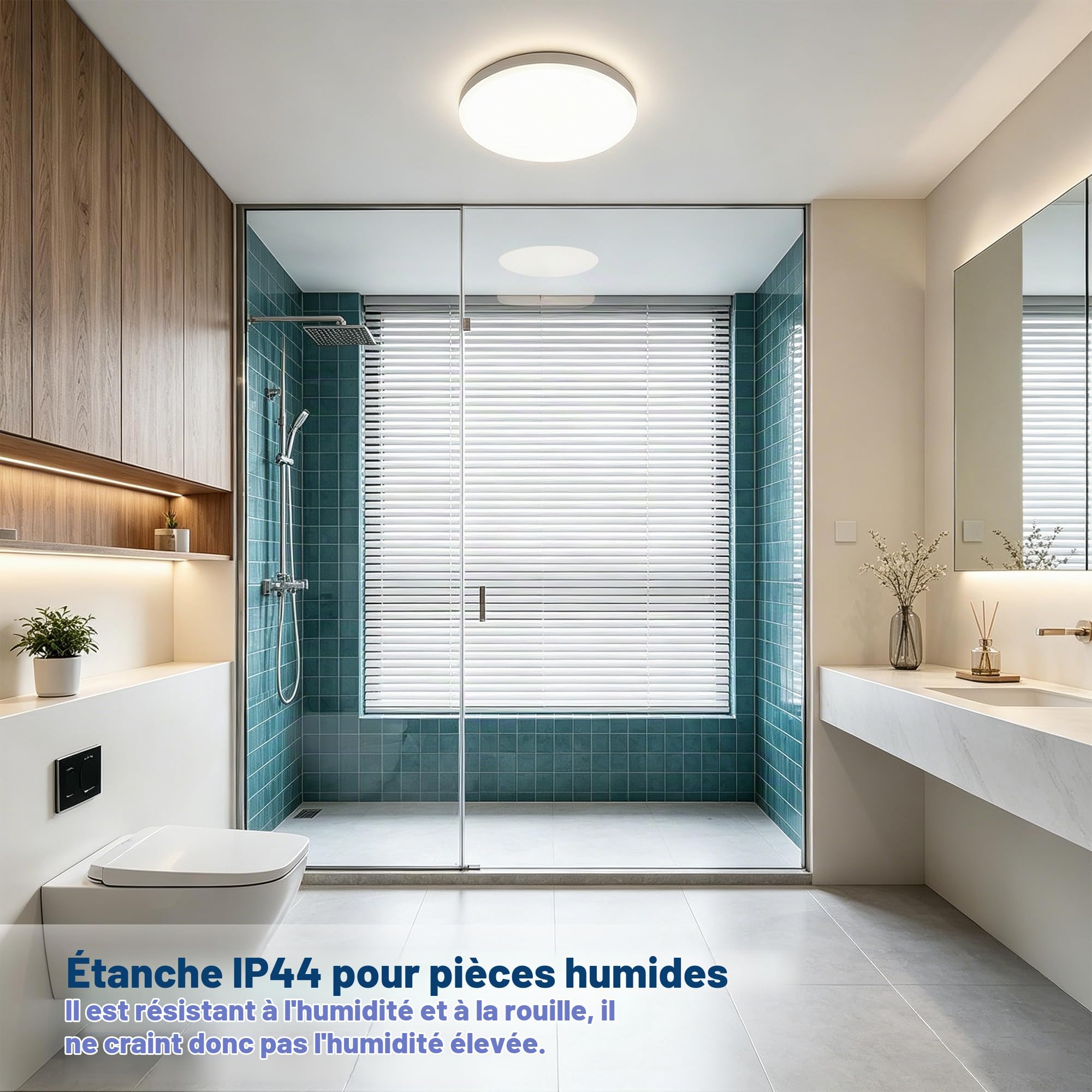 Lot de 4 plafonniers LED, ronds plats, 24 W 5000 K, éclairage LED pour salle de bain, chambre, salon, cuisine, sous-sol, balcon, ultra-fin, Ø 29 x H 2,5 cm