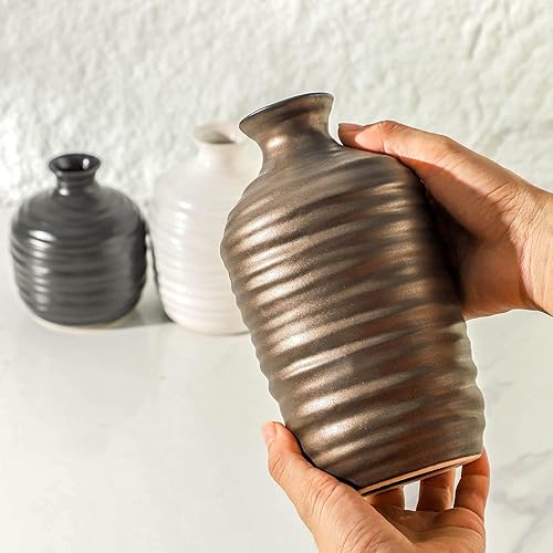 Miniatura 3 de Juego de 3 jarrones de cerámica decorativos para decoración del hogar, decoración moderna de granja, jarrones neutros de cerámica para sala de