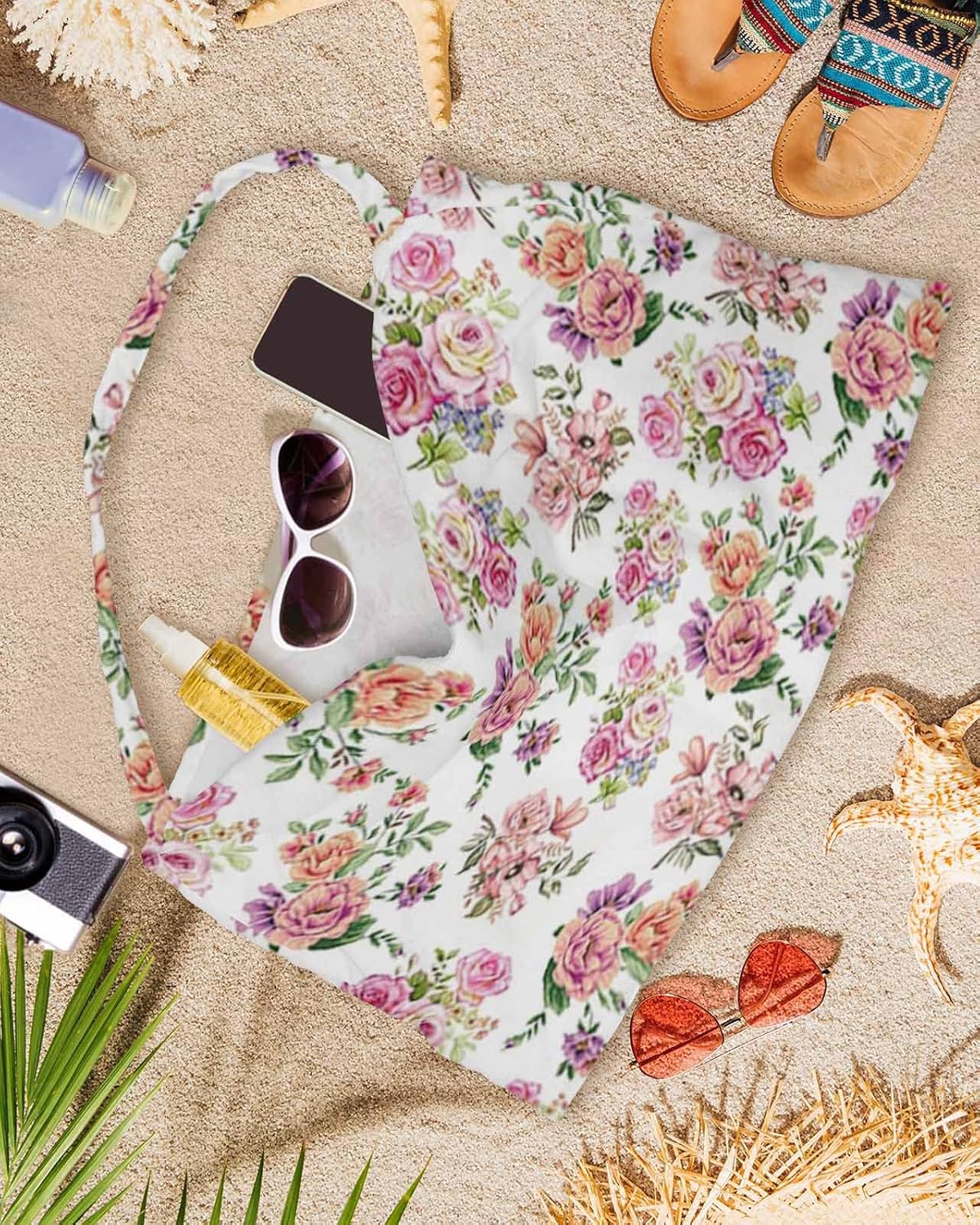 Colorful Flowers Beach Pool Patio Lounge Chaise Chair Cover Towel With Pockets,Absorbent & Quick Dry Microfiber Towel Cover Bag Summer Accessories for Sunbathing Watercolor Flower Retro Leaves Plant
