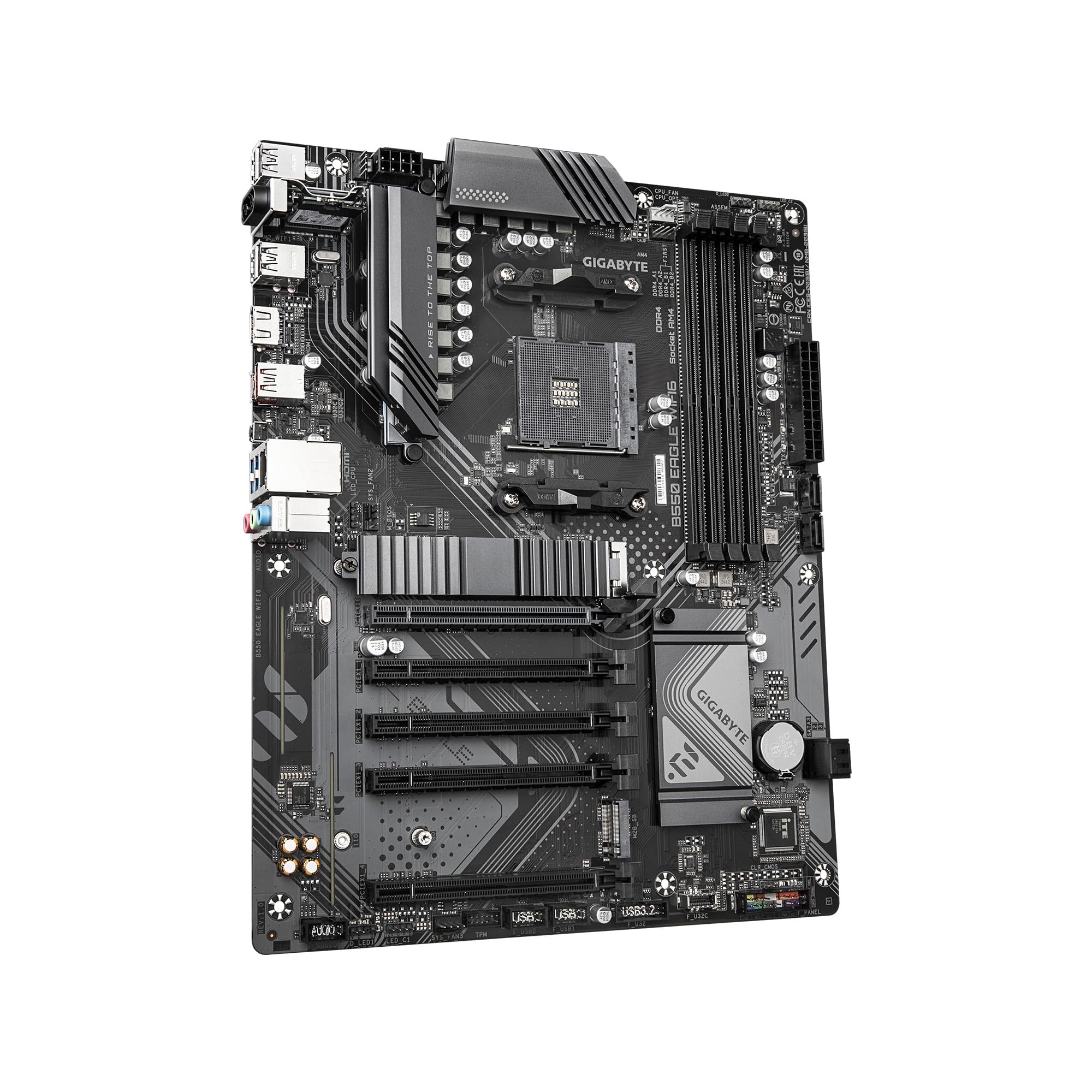 GIGABYTE Płyta główna B550 EAGLE WIFI6 - procesory AMD Ryzen 5000 serii G, 10+3+1 fazy VRM, do 3200 MHz DDR4, 1 x PCIe 4.0 + 1 x PCIe 3.0 M.2, 1 GbE LAN, WIFI 6, USB 3.2 Gen 2