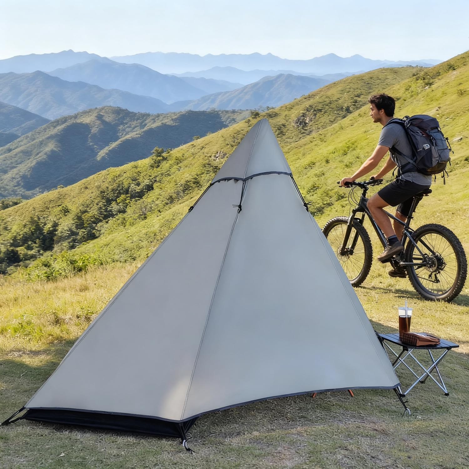 Lightweight One Man Camping Tent Waterproof Small Backpacking Tent Hiking Fishing Cycling Tipi Tent