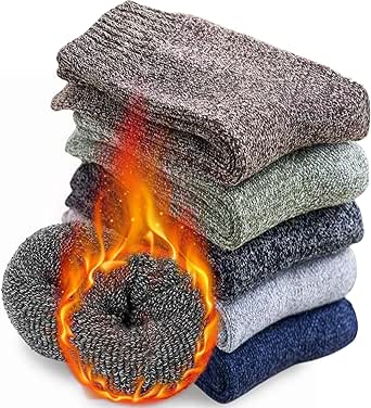 VoJoPi Chaussette Femme Hiver 5 Paires Chaussettes Chaudes Femme Chaussette Grosses Laine Thermique pour Cadeau Anniversaire Cadeau Noel, 35-42