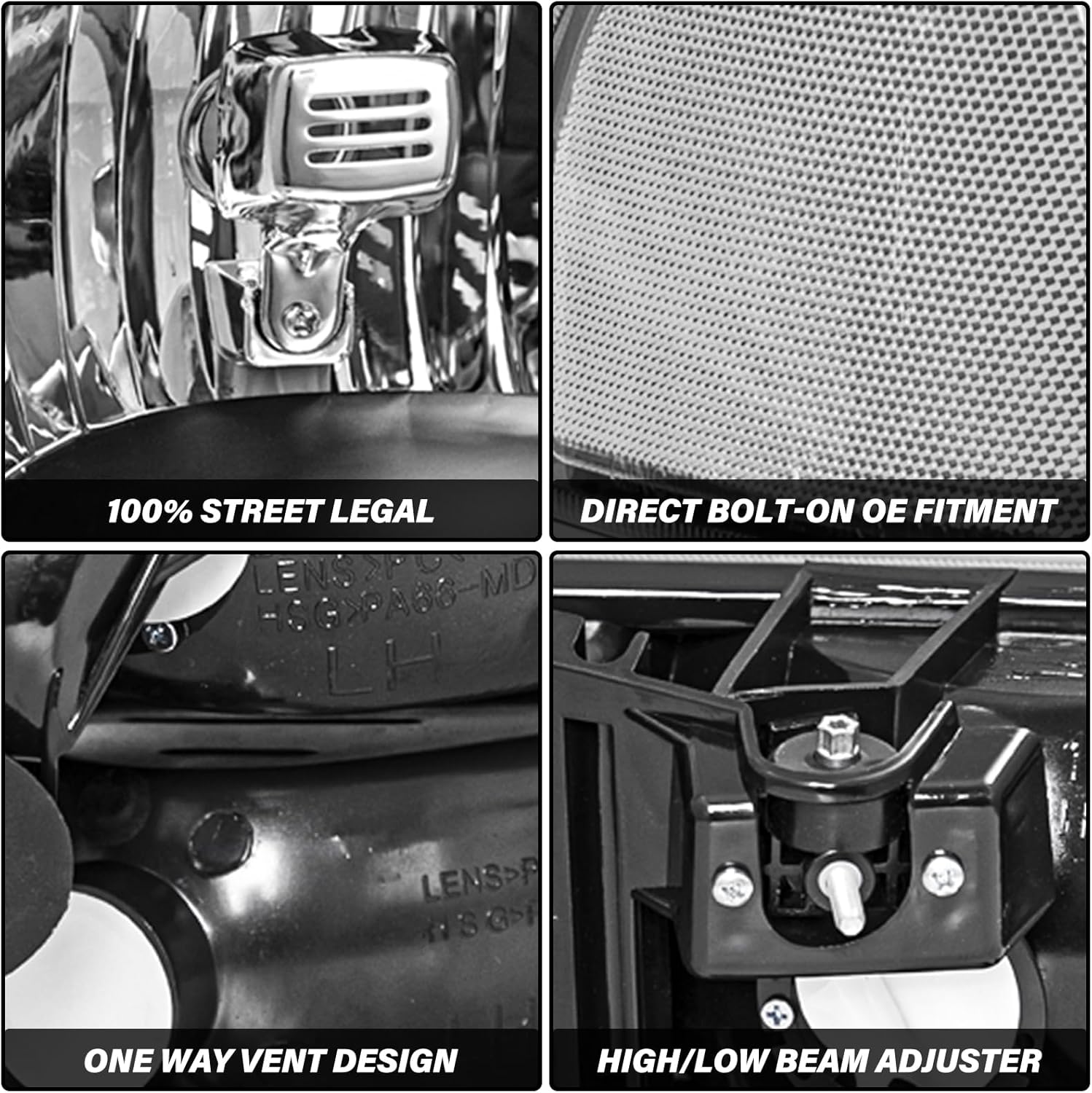 Bingbingmotor BRYGHT 4PCS Headlight Assembly for 1999-2006 GMC Sierra 1500 2500HD 3500HD Front Light 99-06 Yukon 00-06 Yukon XL 1500 2500 Replacement Pair Set Black & Clear 【NOT Fit Denali Model】