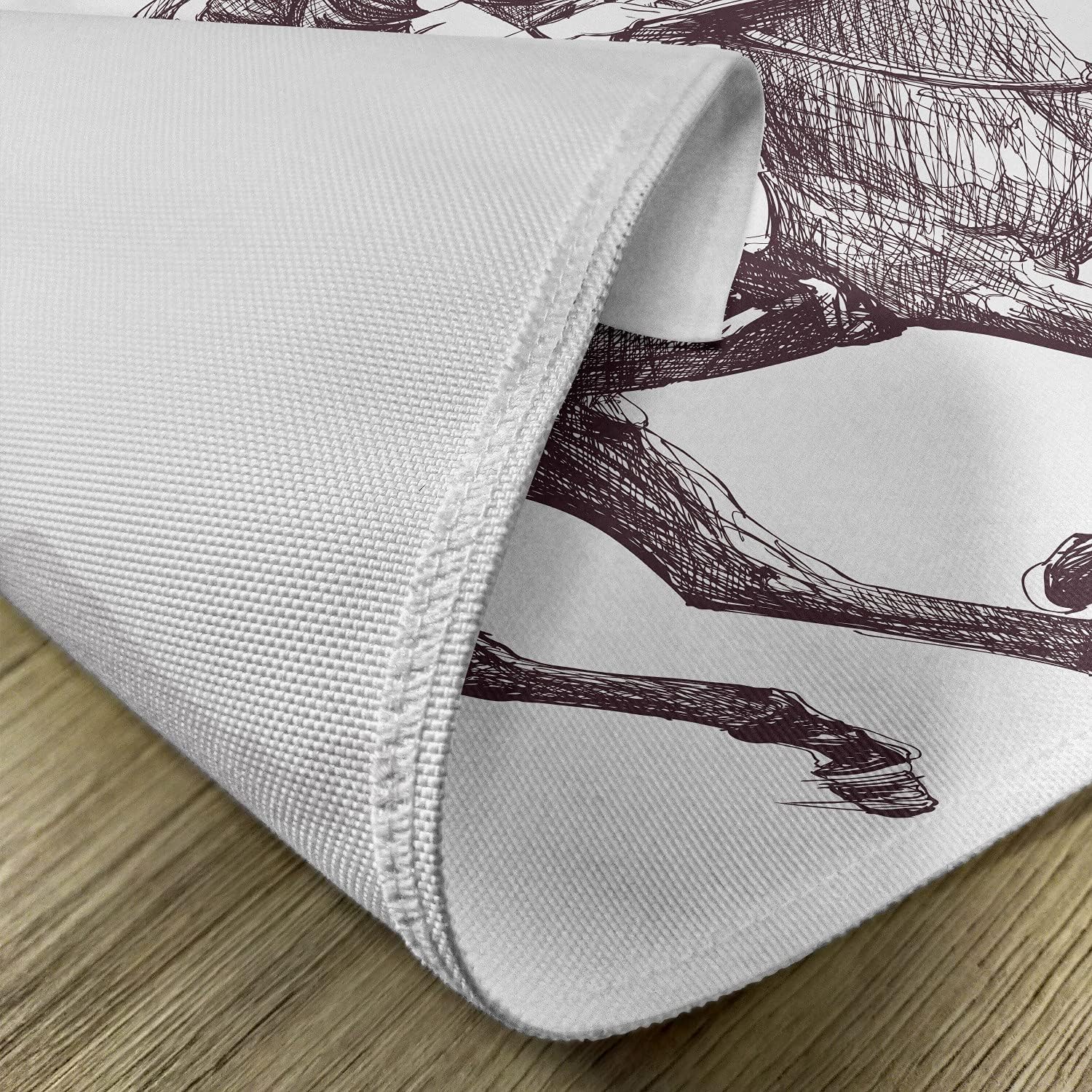 Lunarable Horse Place Mats Set of 4, Sketchy Illustration of Racing Horse and Jockey Sports Theme Art, Washable Fabric Placemats for Dining Table, Standard Size, Brown White