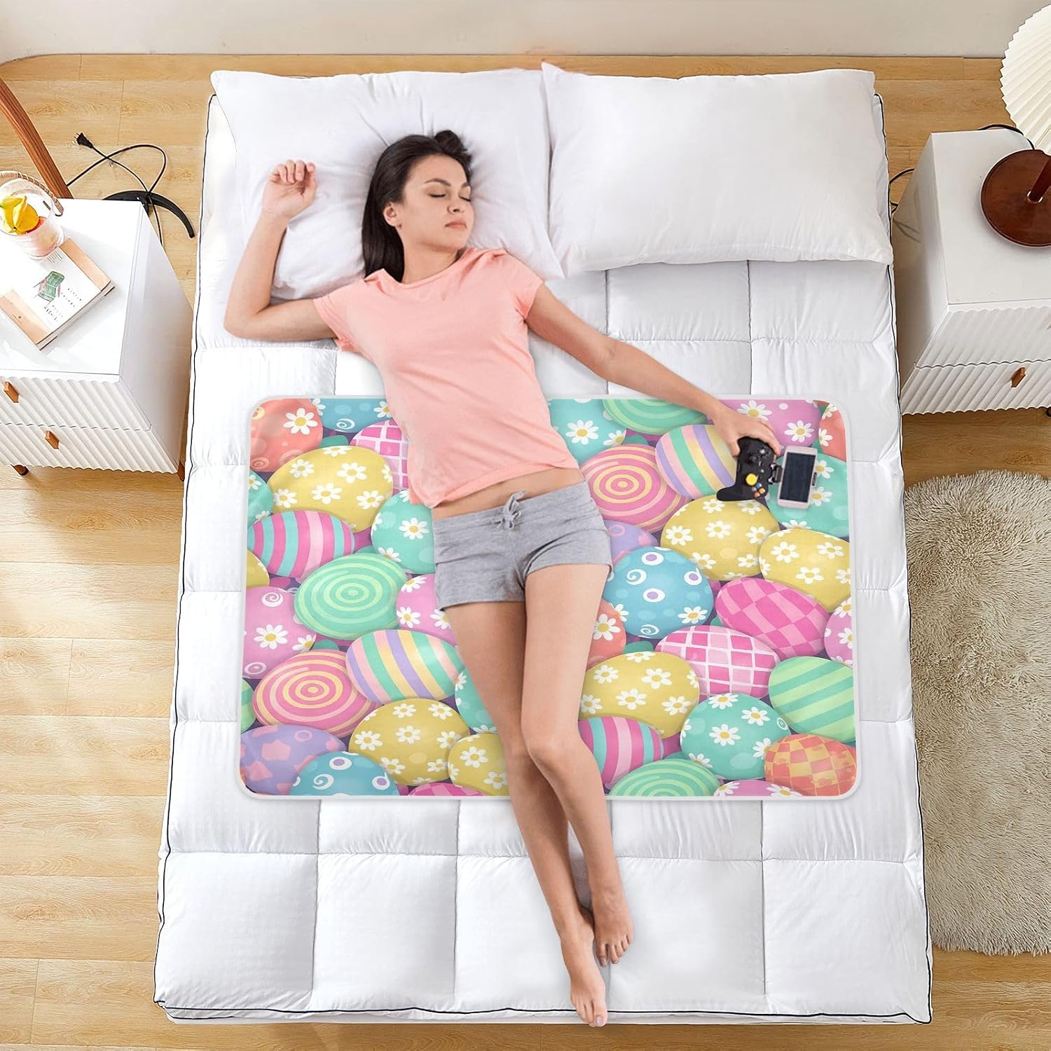 CEBUGI 34” x 52”Washable Underpads Heavy Absorbency Waterproof Incontinence Bed Pads Easter Eggs Pee Pads for Adults Kids and Baby