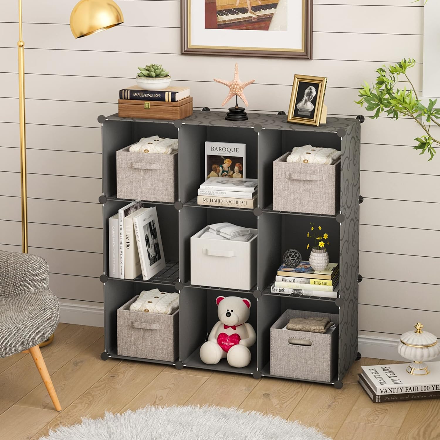 Buу 2 gеt 3 KOUSI Portable Cube Storage - 14x14 Cube Wire Cube Organizer Storage Organizer Clothes Storage Storage Shelves Shelf for Clothes Plastic Dresser Storage Cubes, Black (3x4 Cubes)