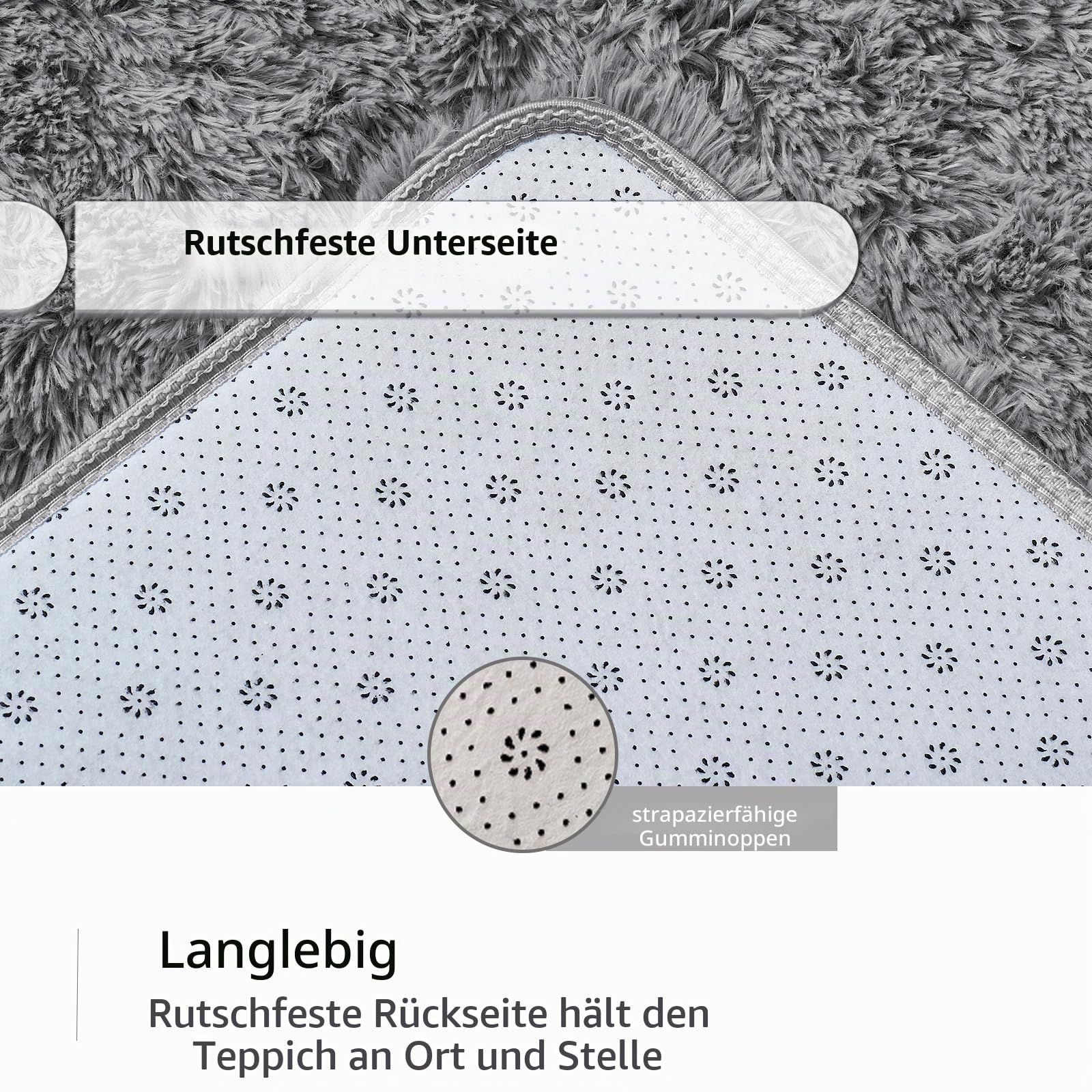 Grau Weich Bettvorleger 140x200cm Shaggy Teppiche für Schlafzimmer | Flauschig, Hochflor 4-5 cm, Hochwertiger Schwamm, für Wohnzimmer, Lounge, Kinderzimmer, Babyzimmer