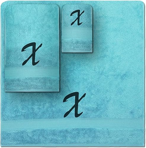 Vista 162 de Juego de toallas con monograma, regalo personalizado, juego de 3 toallas turcas bordadas con letras de bloques, 1 toalla de baño y 1 toalla de mano