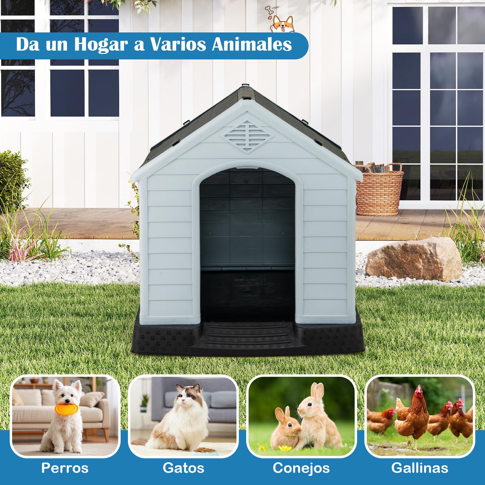 GYMAX Jaula de Madera para Hámster, Hámster con Estante con Rampa, 5 Plataformas, Ventana de Acrílico Transparente, Patas Elevadas, Estante, para Erizos, Lagartijas