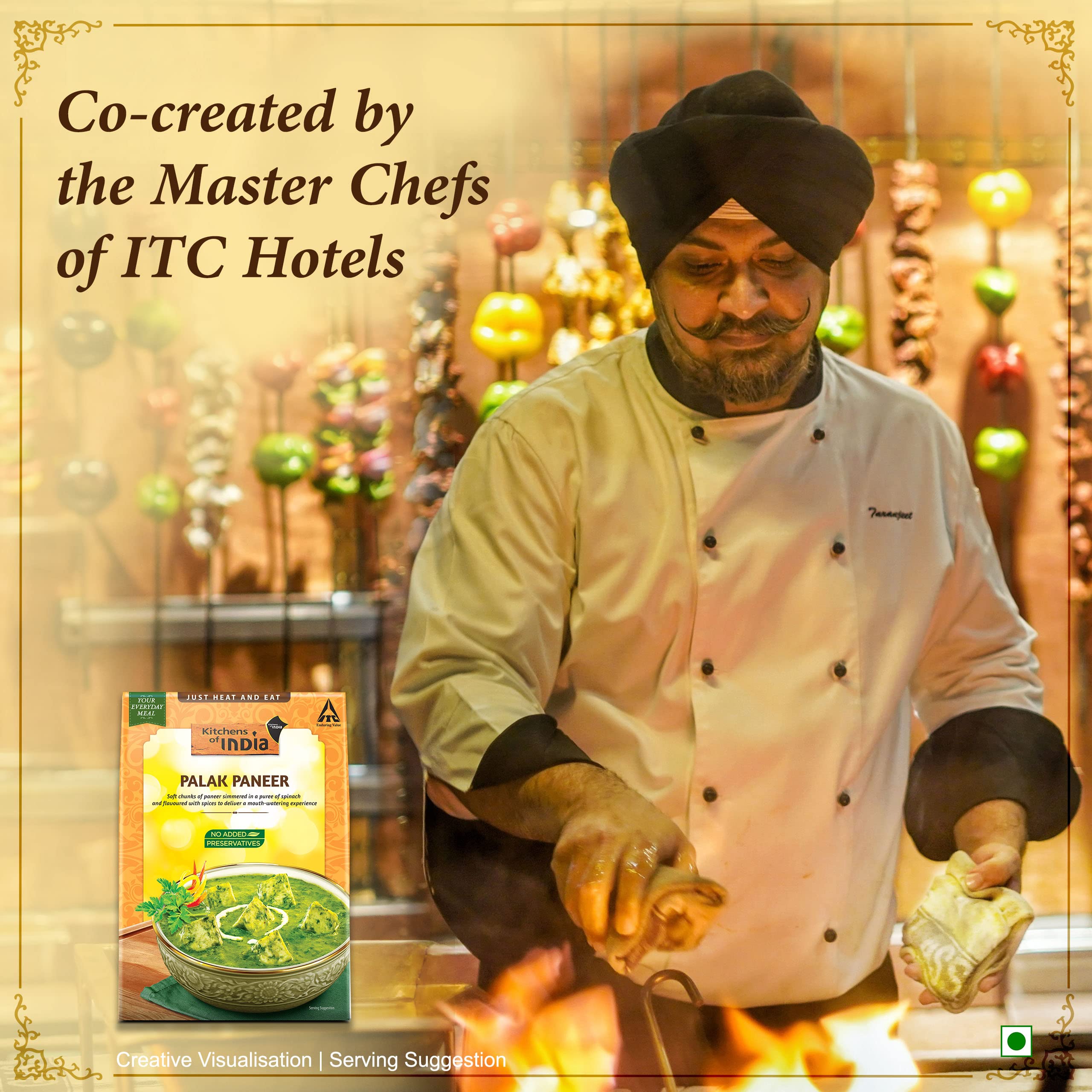 Kitchens of India Palak Paneer, ITC Ready to Eat Indian Food, Just Heat and Eat, Microwavable, 285g - Image 2 thumbnail