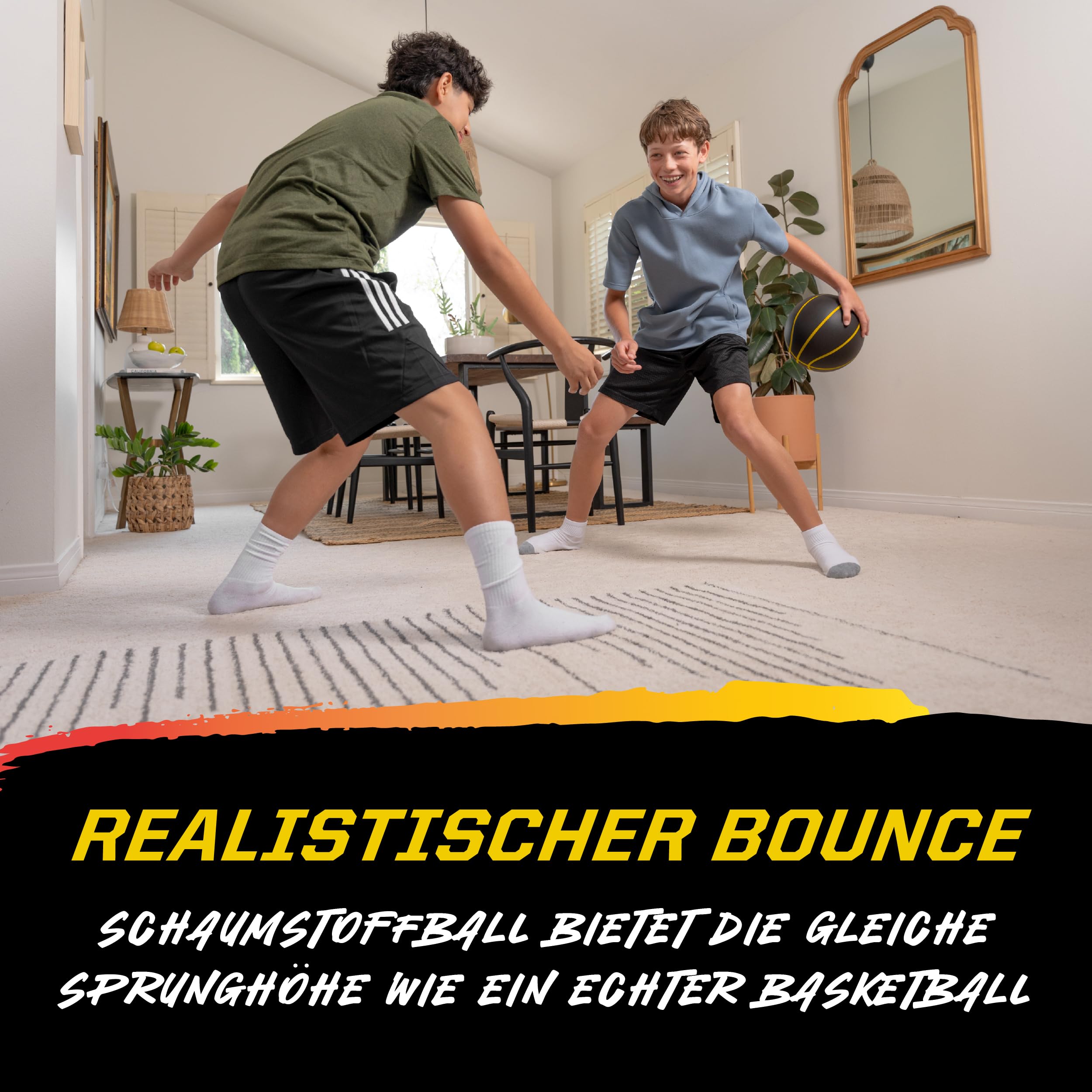SKLZ Bashhhketball Pro Silent Basketball – Geräuschloses Indoor Training, Foam Ball Mit Realistischem Bounce, Ideal Für Zuhause Auf Teppich, Fliesen Und Holz, 75 cm, Schwarz