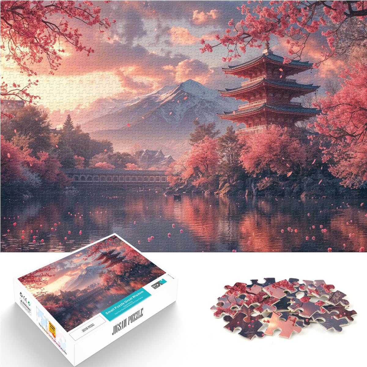 Puzzle de 2000 pièces pour Adultes Fleurs de Cerisier du Japon Fait de Papier，Convient aux 14 Ans et Plus Jeu de Puzzle Jeux Jouets Cadeaux。Taille：70x100cm/27.5x39.3pouce