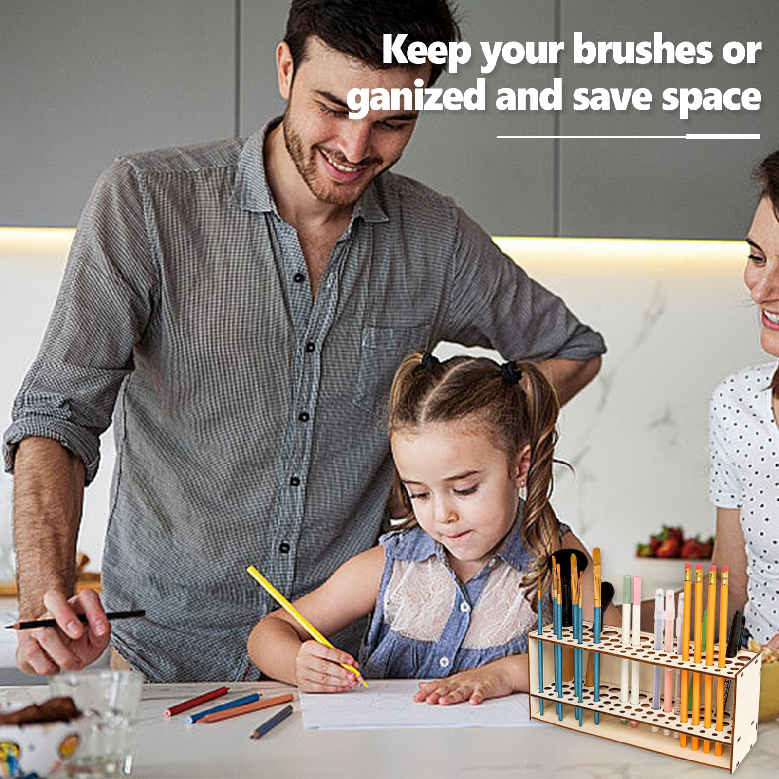 Driattie Pinselhalter Aus Holz - 67-Loch Organizer Für Mal- & Make-up Pinsel