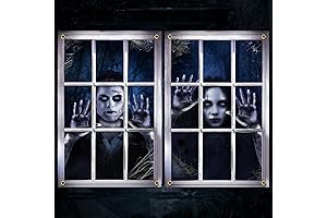 Two Ghosts Halloween Window Silhouettes Scary Screen