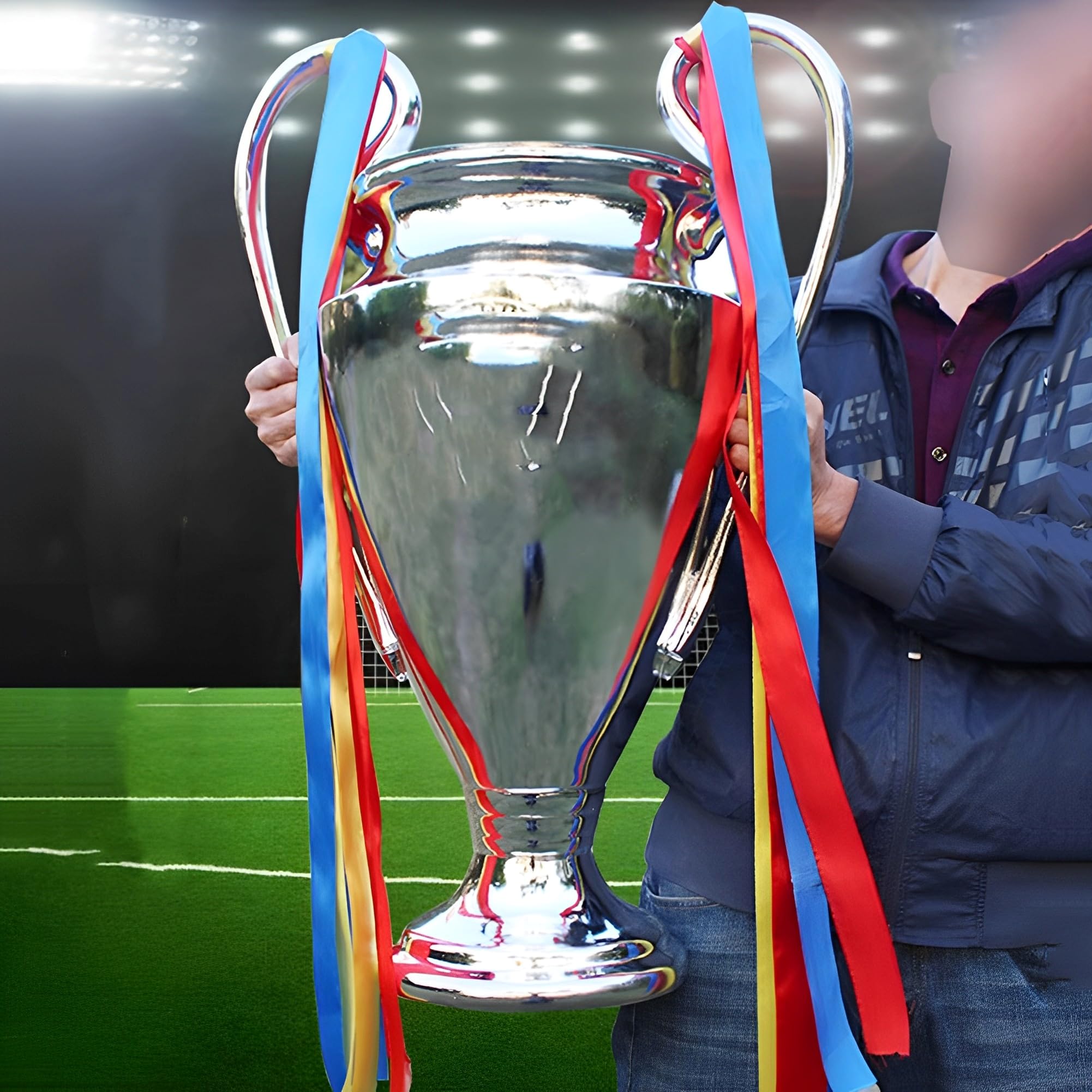 Réplica del trofeo del campeonato de fútbol, copa de campeón de orejas grandes en resina para aficionados al fútbol y coleccionistas, perfecta para la oficina en casa o exhibición de trofeos de la