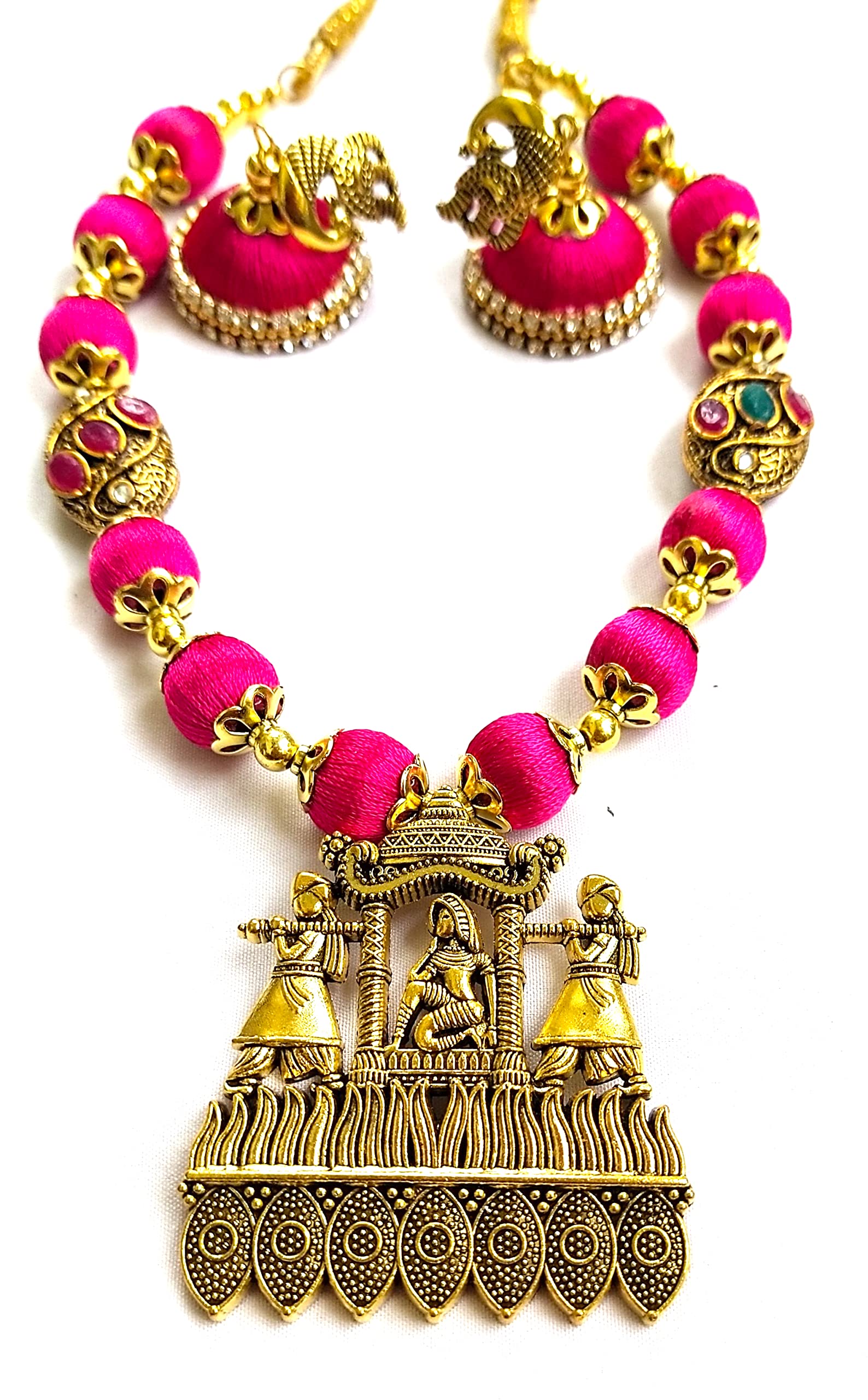 SILK THREAD OXIDISED GOLDEN PENDANT NECKLACE SET (B0BBCFZDJH) Amazon Price History, Amazon Price Tracker