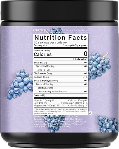 Vista 8 de Polvo de electrolitos NatureBell sin azúcar, 500g (76 porciones) Polvo de hidratación rápida Keto, electrolito apto para carnívoros – 1,000mg