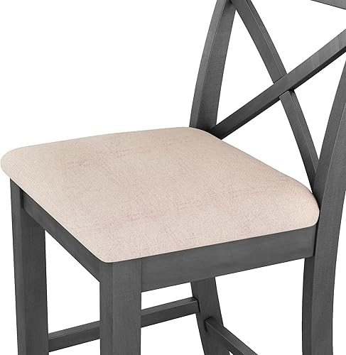 Miniatura 8 de Polibi Juego de comedor de 3 piezas de altura de barra con mesa de bar rectangular de 47.5 pulgadas y 2 sillas acolchadas para comedor, cocina,