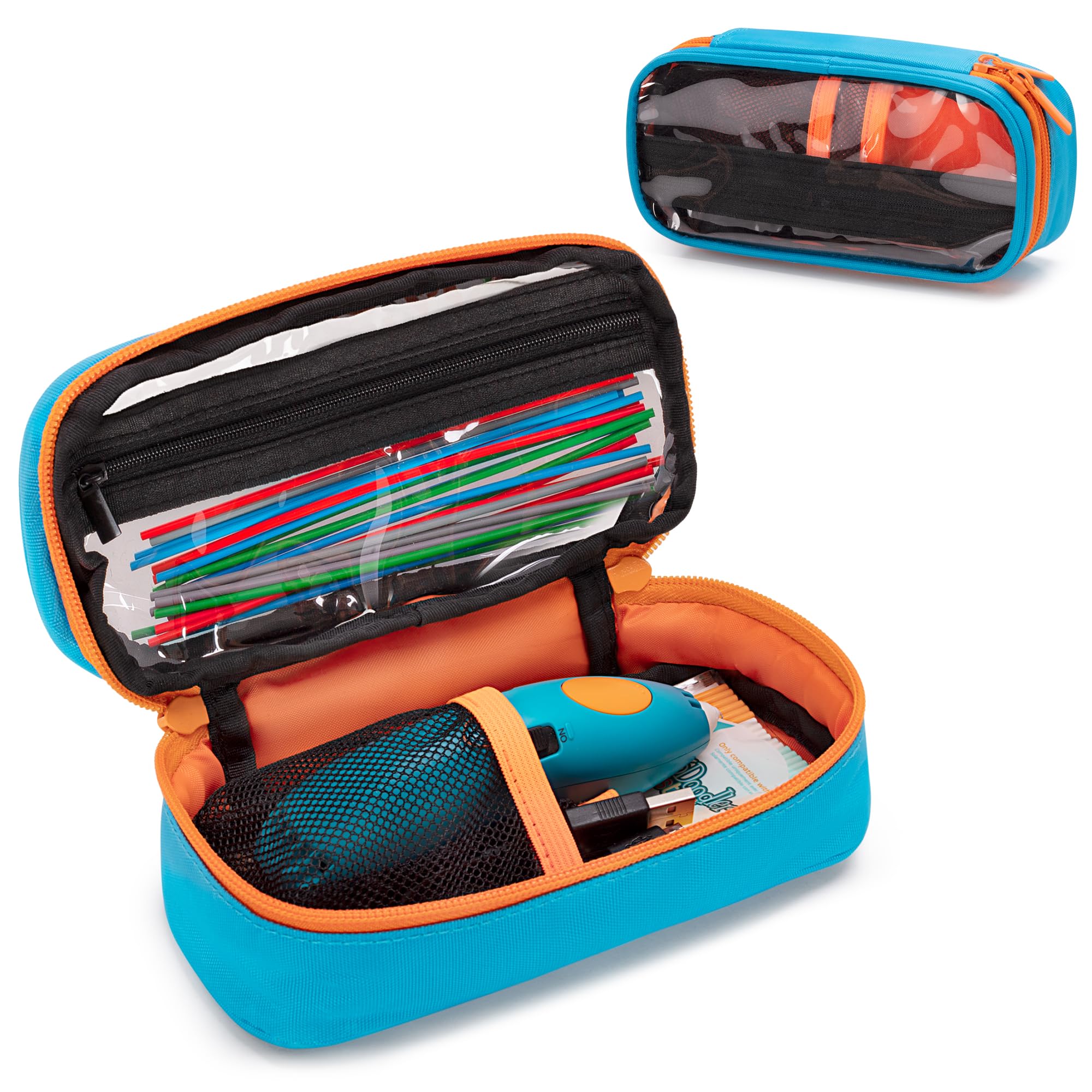 YARWO 3D Printing Pen Case Compatible with 3Doodler Start+ Essentials (2024), SCRIB3D P1 3D Printing Pen, Carrying Case with Clear Top for 3D Printer Filament Refills and Micro USB Charger (Empty Bag)