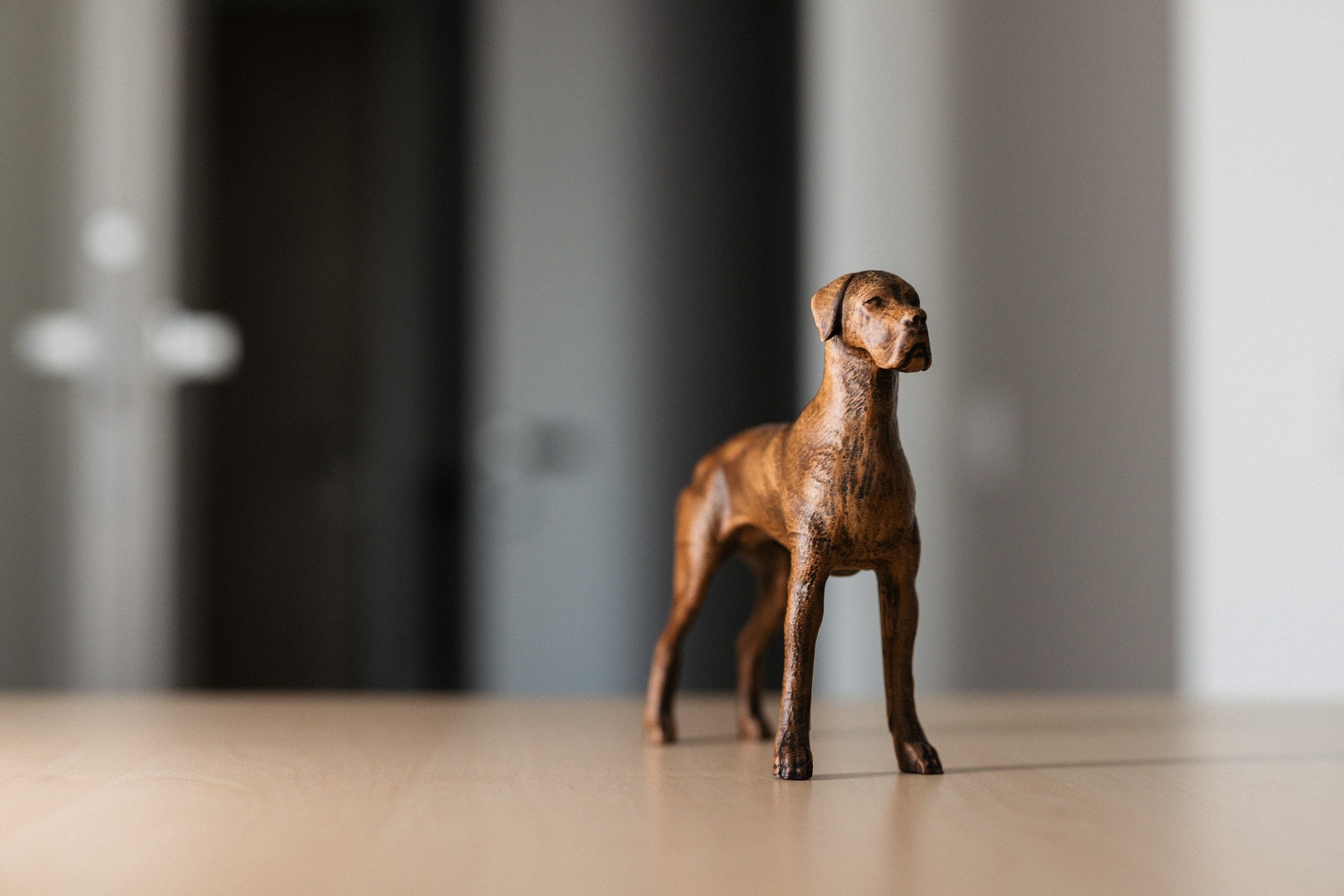 5.12" Great Dane Dog Figurine – Handcrafted Wooden Statue, Realistic Animal Decor, Miniature Home Accent for Dog Lovers, Elegant Pet Gift or Memorial Collectible Sculpture