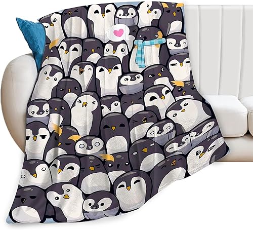 Manta con diseño de pingüinos, regalo de animales para niñas, niños, amantes de los pingüinos, mujeres, adultos, cálida y cómoda manta de franela de