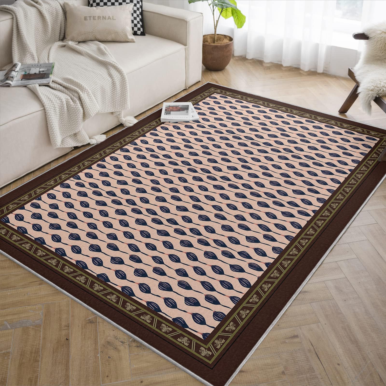 Tapis de porte moderne anti-perte de poils lavable botanique 80x150cm