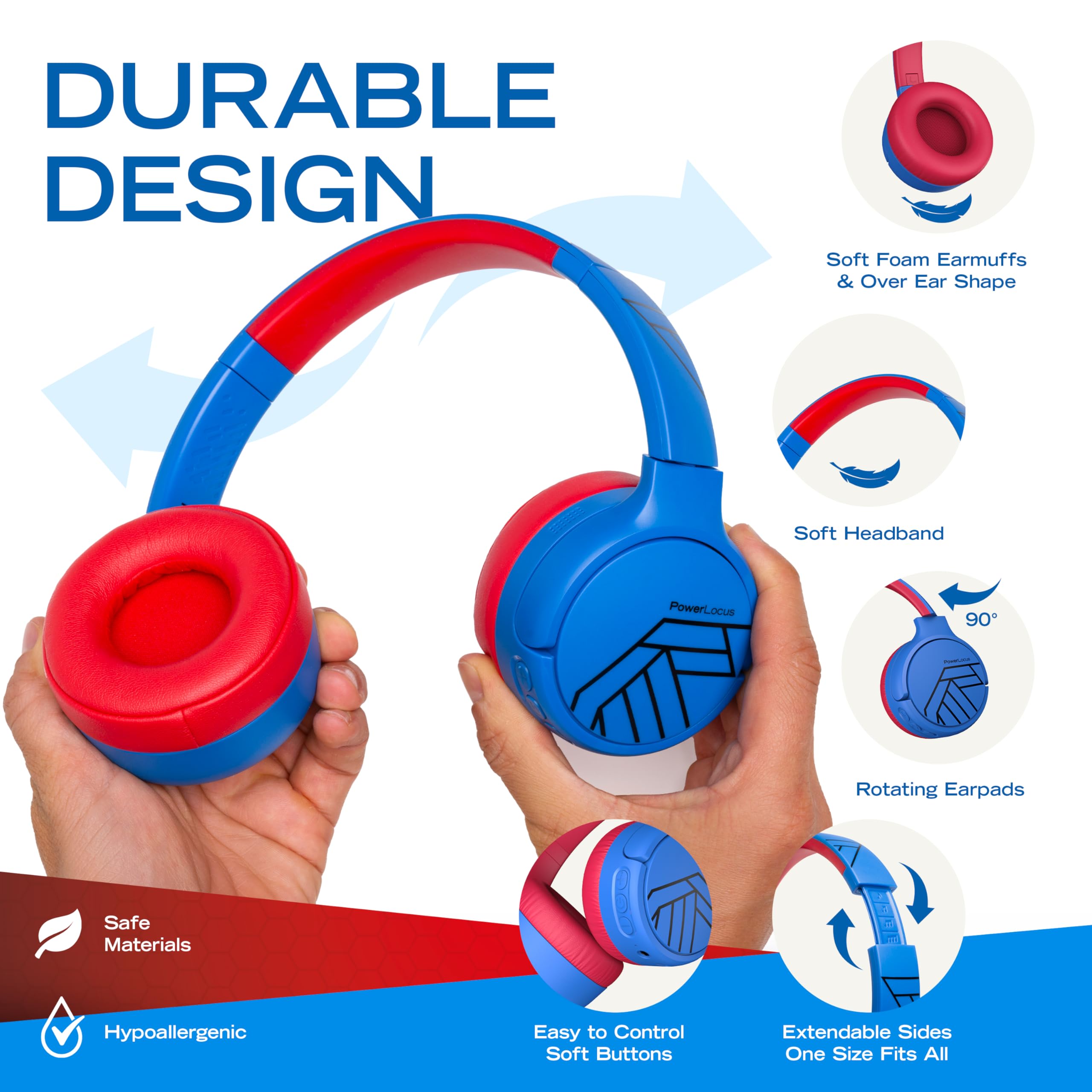PowerLocus Bluetooth Kinder Kopfhörer Noise Cancelling,Lautstärkebegrenzung