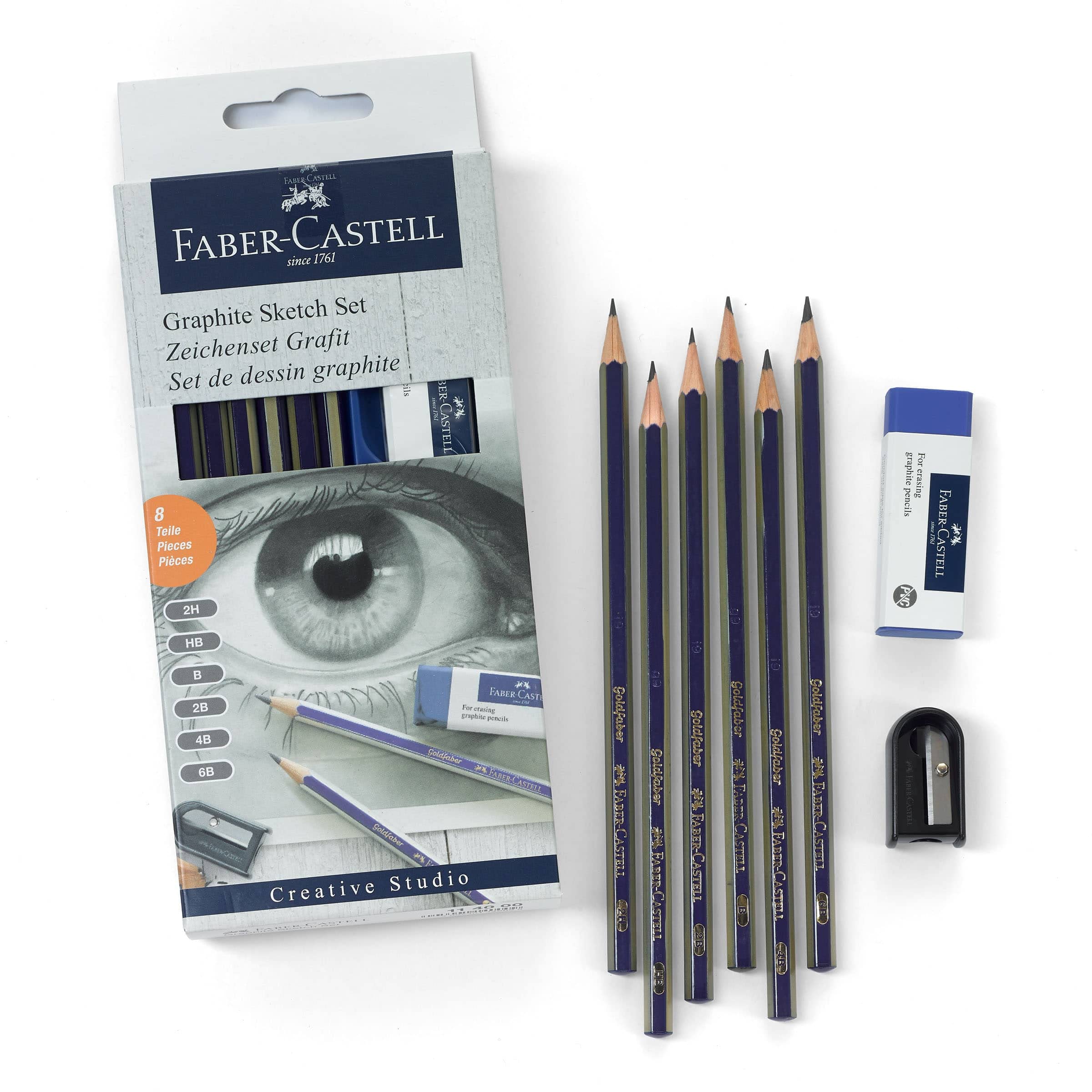 FABER-CASTELL ①スケッチセット②鉛筆削り Amazon | 10パック:Faber-Castell® グラファイトスケッチセット | 鉛筆