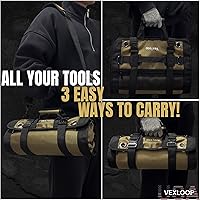 Vista 8 de Heavy-Duty Tool Roll Bag Organizer Aluminium Clasp Ultra Thick & Puncture Resistant Mechanic Roll tool Bag for Truck, Jeep & Car Large Capacity
