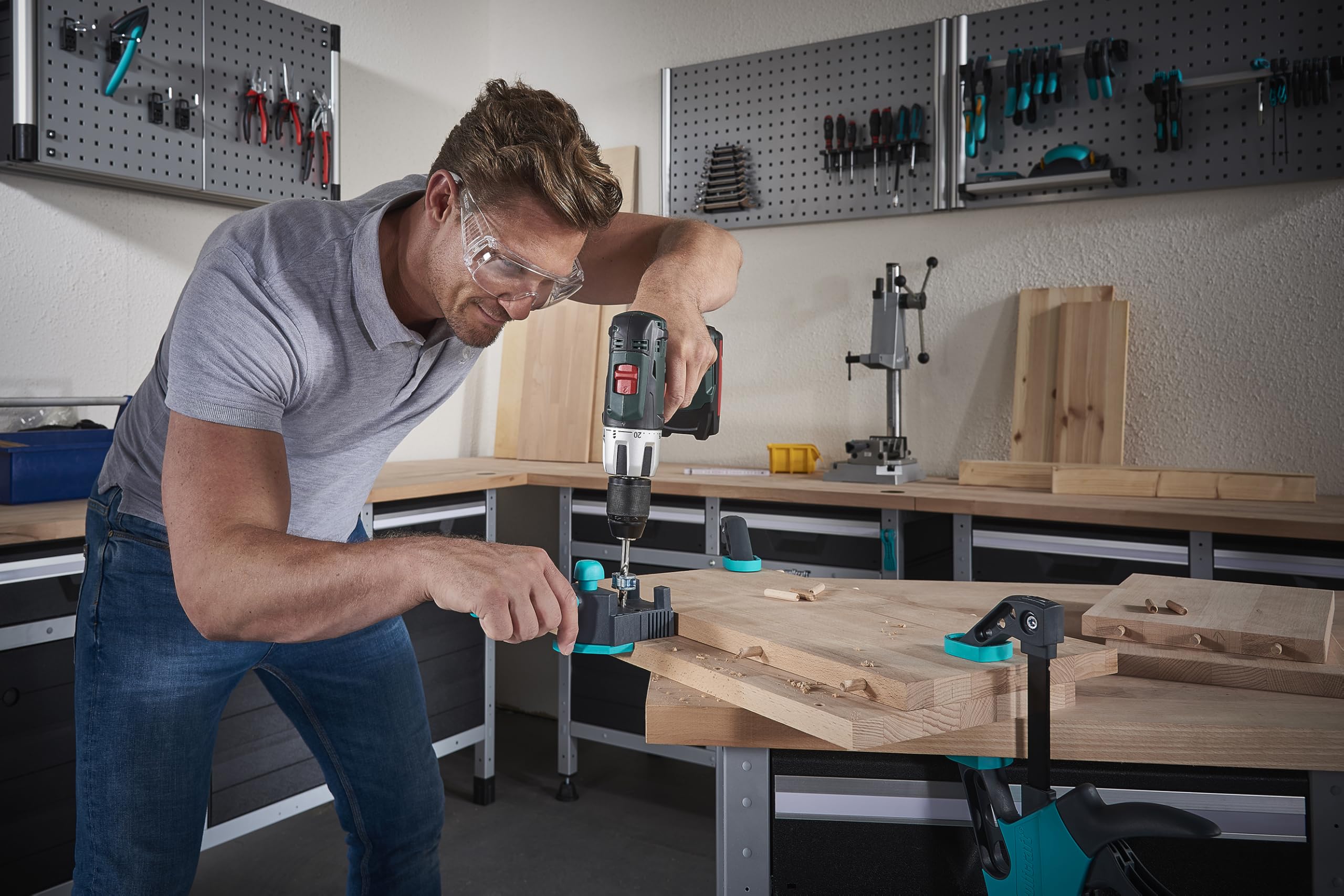 wolfcraft Coffret projet « Mesurer et cheviller » - 8655000-2 outils astucieux pour les assemblages chevillés