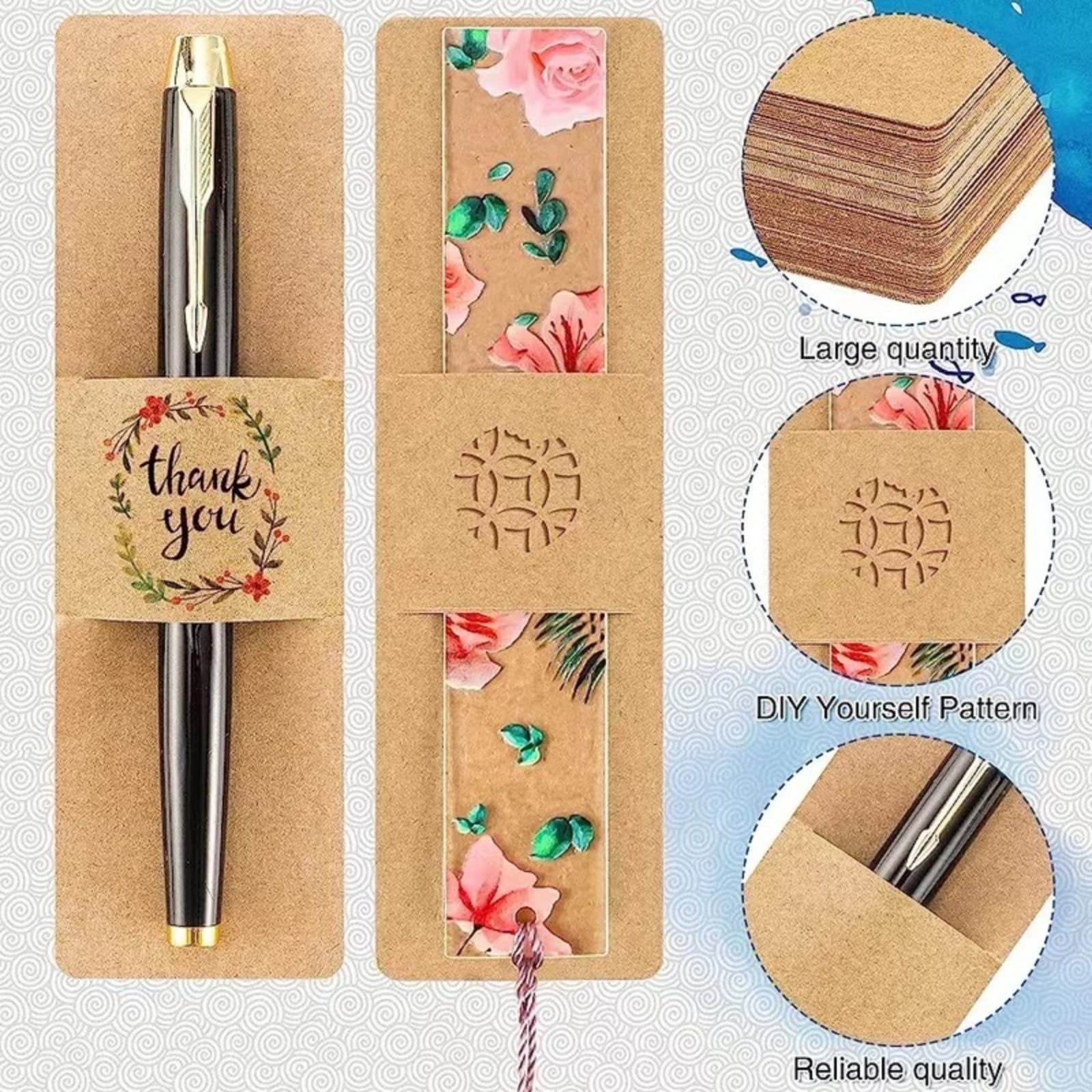 DOITOOL Lesezeichenhüllen Aus Kraftpapier – 10 Stück, 15 X 5,5 Cm, Blanko Für DIY Und Büro