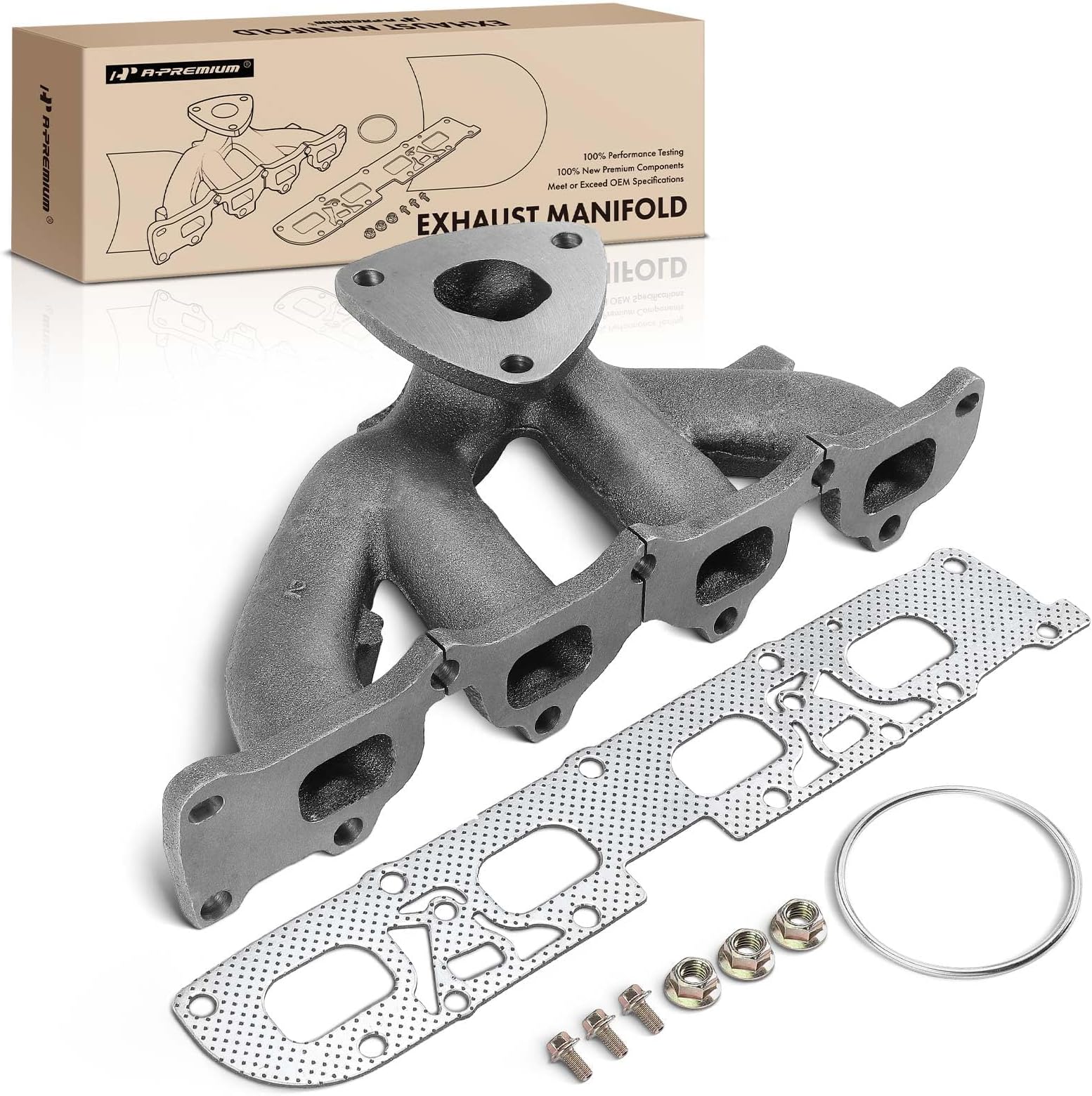 A-Premium L4 2.4L Engine Exhaust Manifold W/Gasket & Bolts & Nuts Fit for Chevrolet Equinox 2010-2012, Captiva Sport 2012 & GMC Terrain 2010-2012, Sport Utility Only, Replaces 12609823