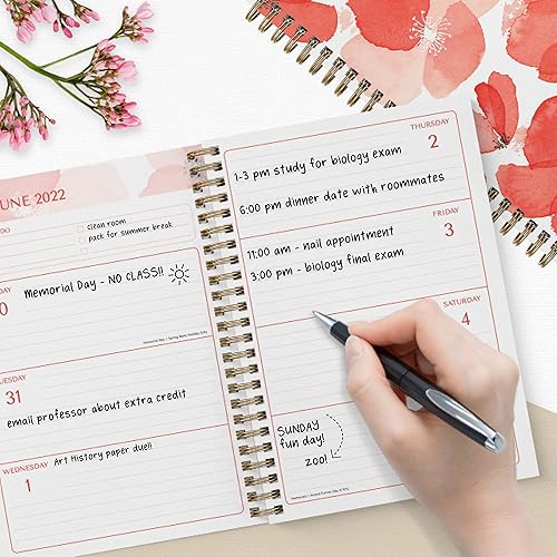 Miniatura 6 de Bright Day - Agenda académica anual mensual semanal calendario grande agenda con fechas en espiral cuaderno de cubierta flexible junio de 2022 a
