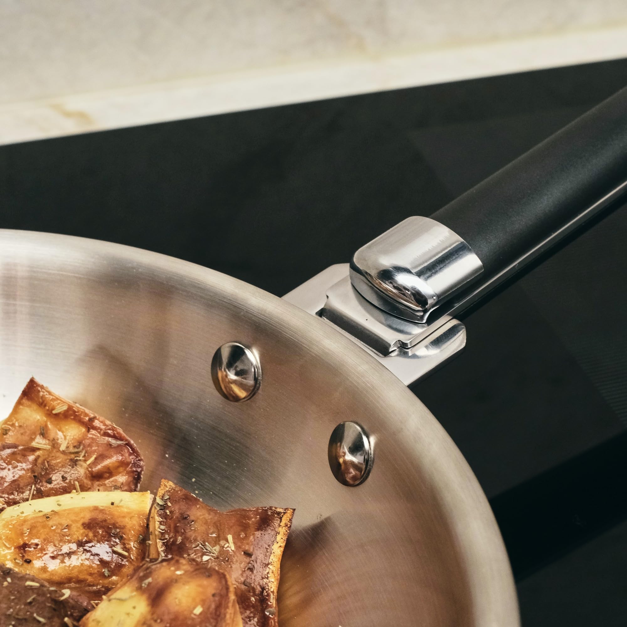 Kamberg - Padella in acciaio inox 30 cm manico rimovibile - Acciaio inossidabile 18/10 Triply - Tutti i piani cottura tra cui induzione e forno