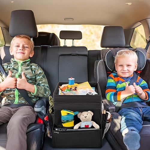 Miniatura 2 de StorageWorks Organizador de maletero para automóvil, organizador de automóvil con tapa, almacenamiento del respaldo del asiento, grande, negro,