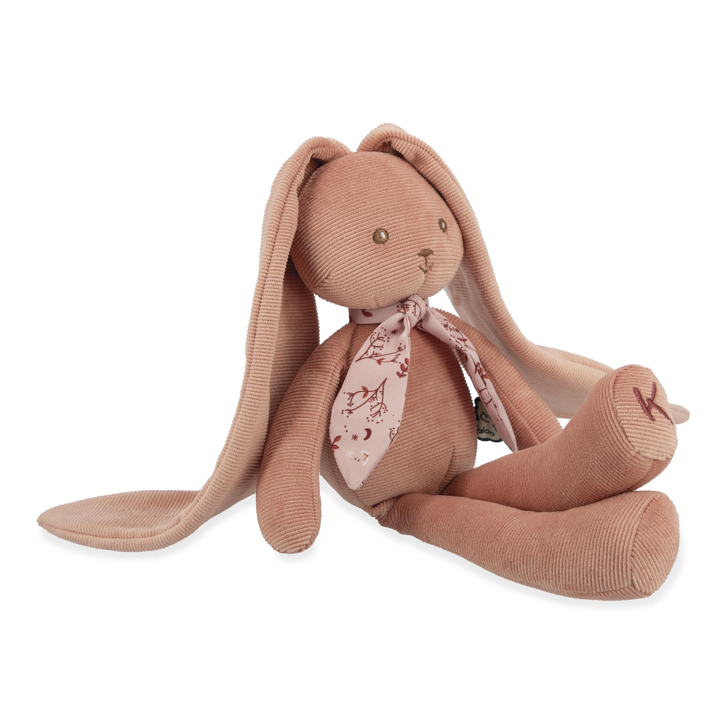 KALOO - Lapinoo - Doudou Coniglio - Peluche in Velluto a Coste per Neonato - 35 cm - Colore Terracotta - Materiale Ultra Morbido - Confezione Regalo - dalla Nascita, K972201
