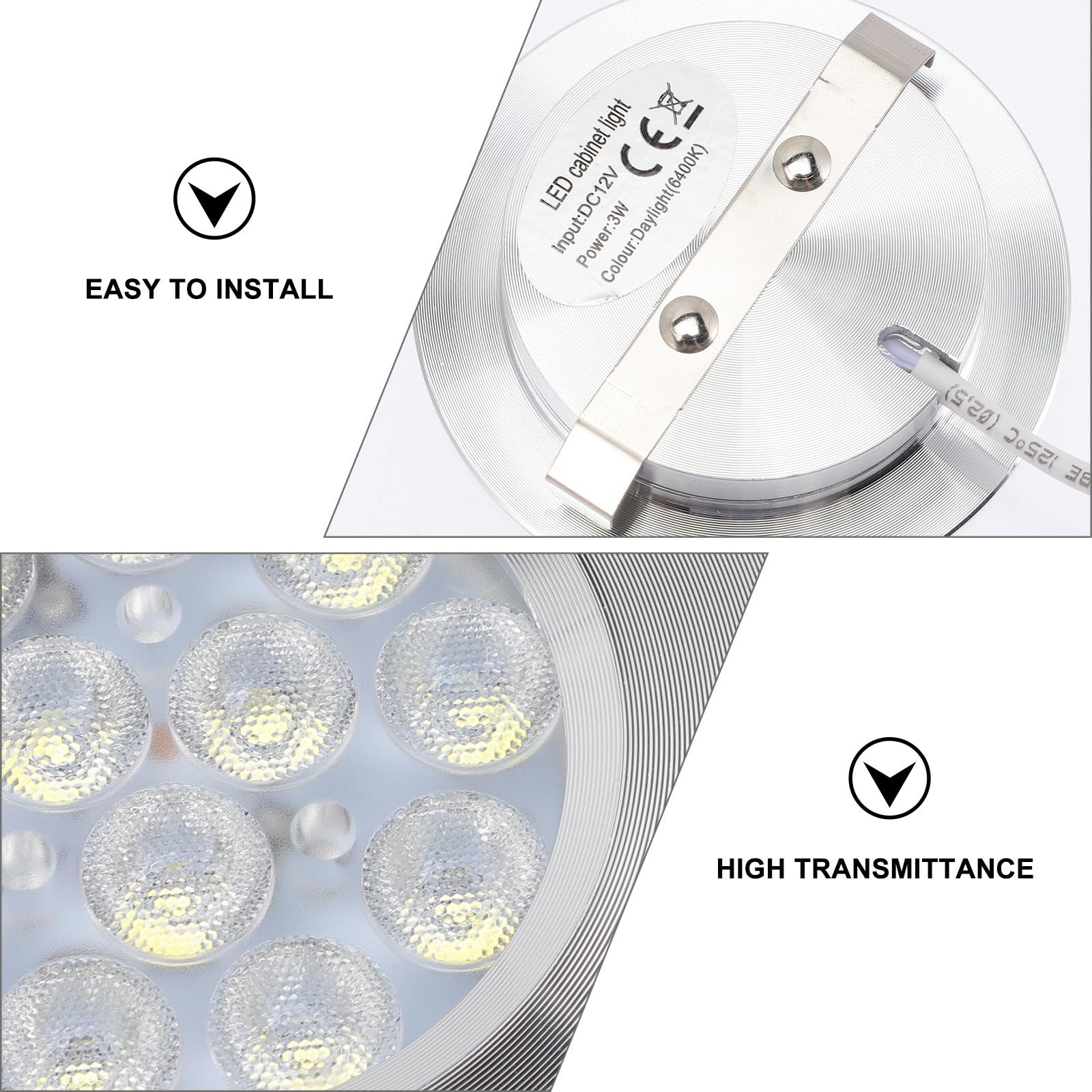 6 Pezzi Luce LED da Incasso 3w per Camper, Lega di Alluminio Bianco