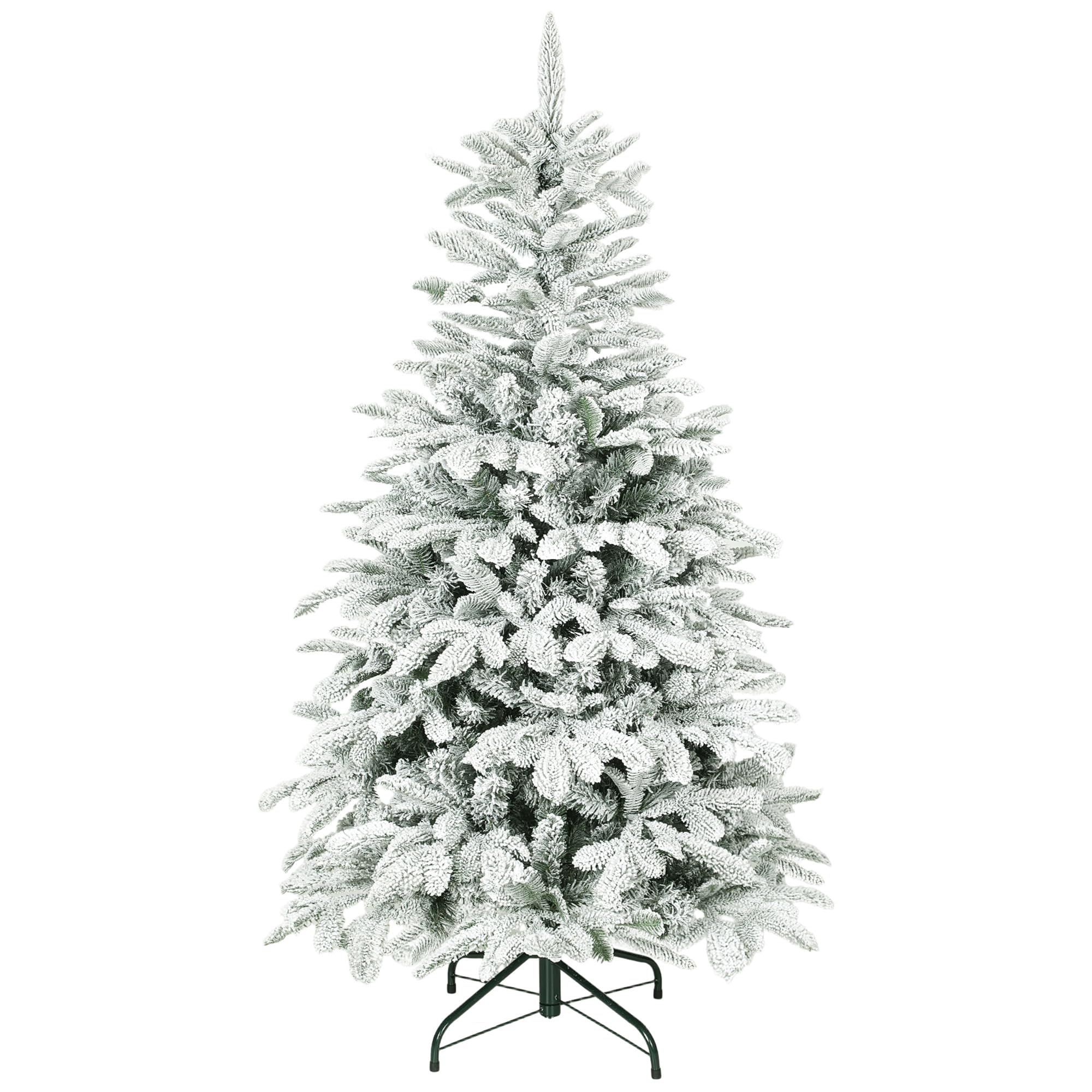HOMCOM Artificial Christmas Tree with Branches, Hinged Xmas Tree in Green | Size: 5ft