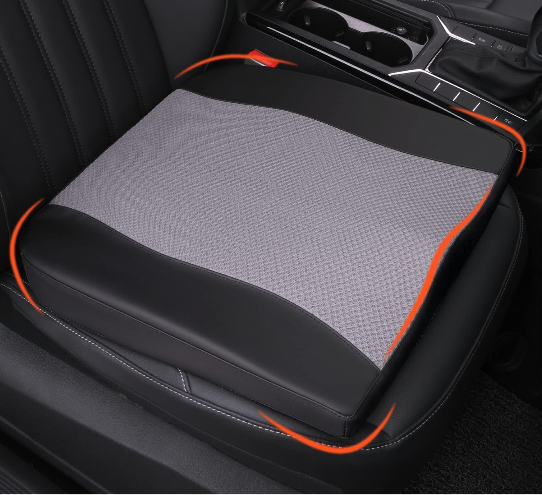 Comfort Memory Foam Car Cushions for Driving - Sciatica & Lower Back Pain Relief, Cushion for Car Seat Driver, Office Chair, Wheelchair (Black&Gray)