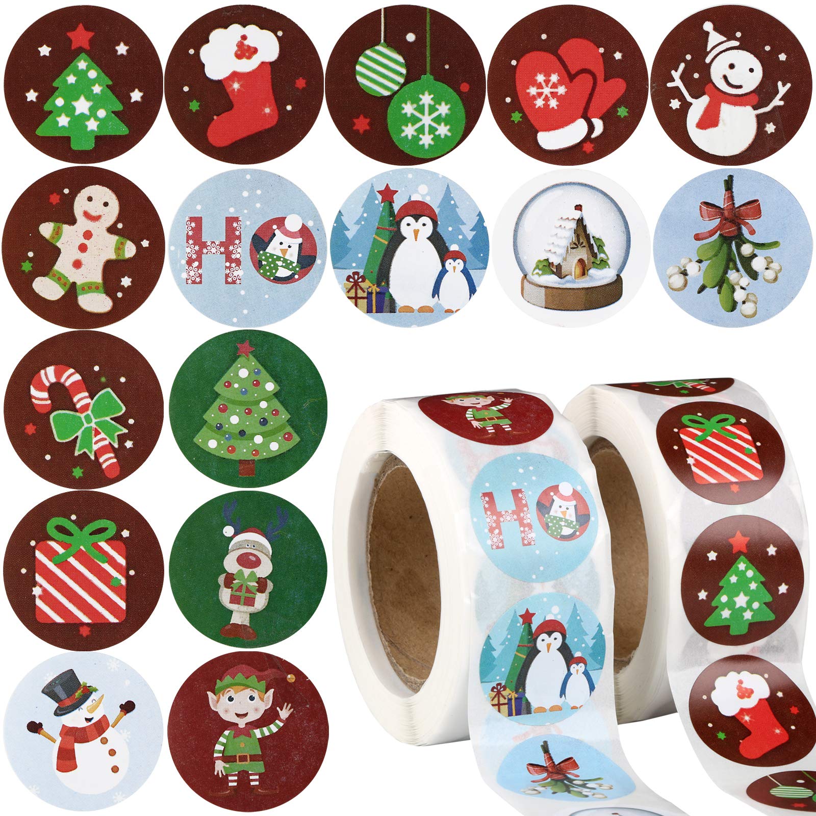 Etichette Adesive Natale 1000 Pezzi – Rotondi 2.5 Cm, 16 Motivi Natalizi, Auto Adesivi, Per Scrapbooking E Pacchetti Regalo Decorazione Fai Da Te 2.5cm